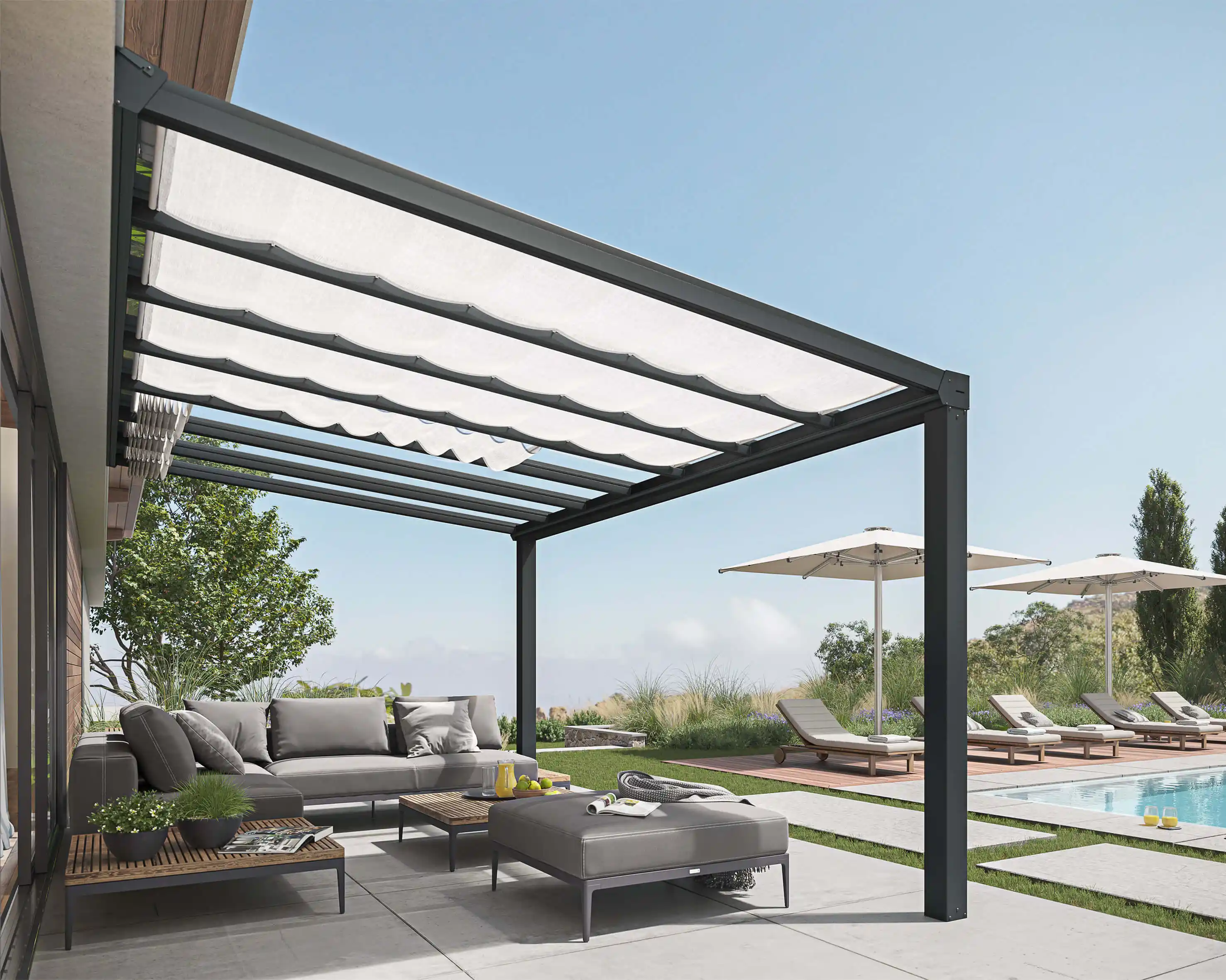 Canopia Stockholm 340X515 cm Terrasoverkapping Donkergrijs Helder-7290108137095 Canopia Stockholm 340X515 cm Terrasoverkapping Donkergrijs Helder