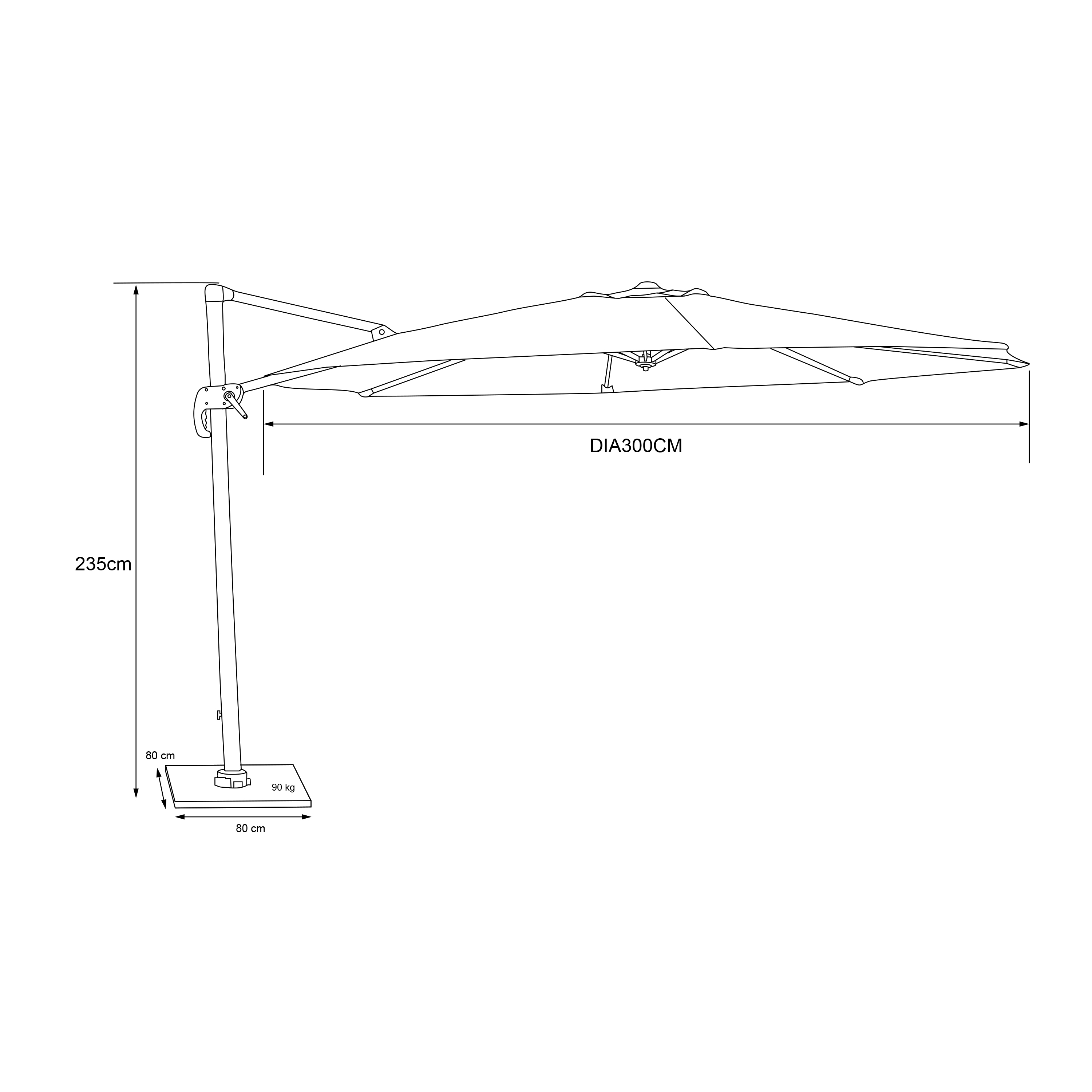 AXI Marisol Cantilever Parasol Ø 300cm incl. parasol base with wheels Anthracite/Taupe – Complete set