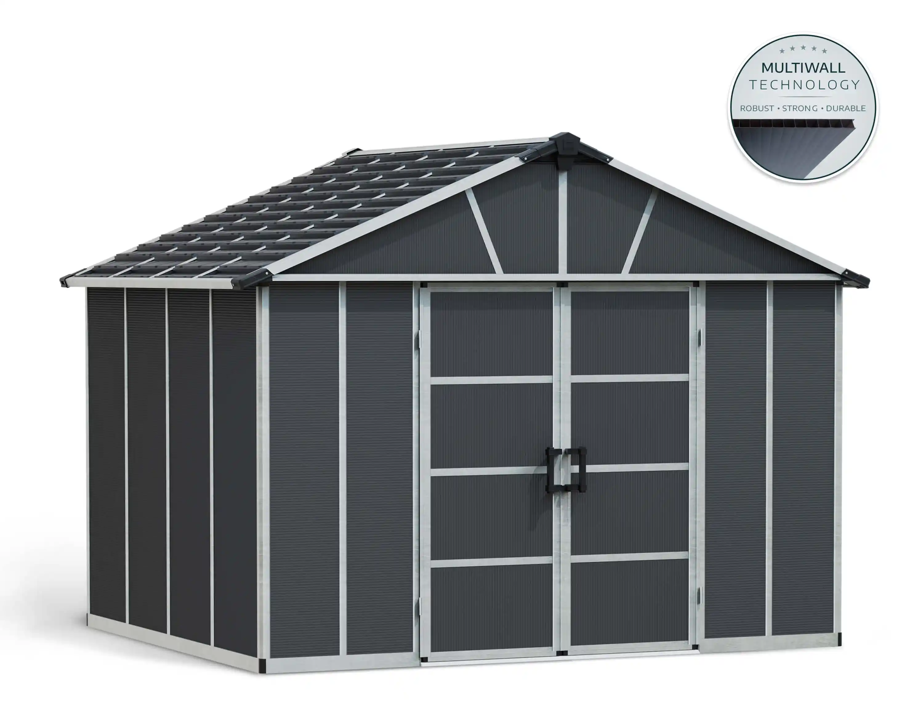 Canopia Yukon grote 271X332 cm schuur met vloer Donkergrijs-7290108137309 Canopia Yukon grote 271X332 cm schuur met vloer Donkergrijs