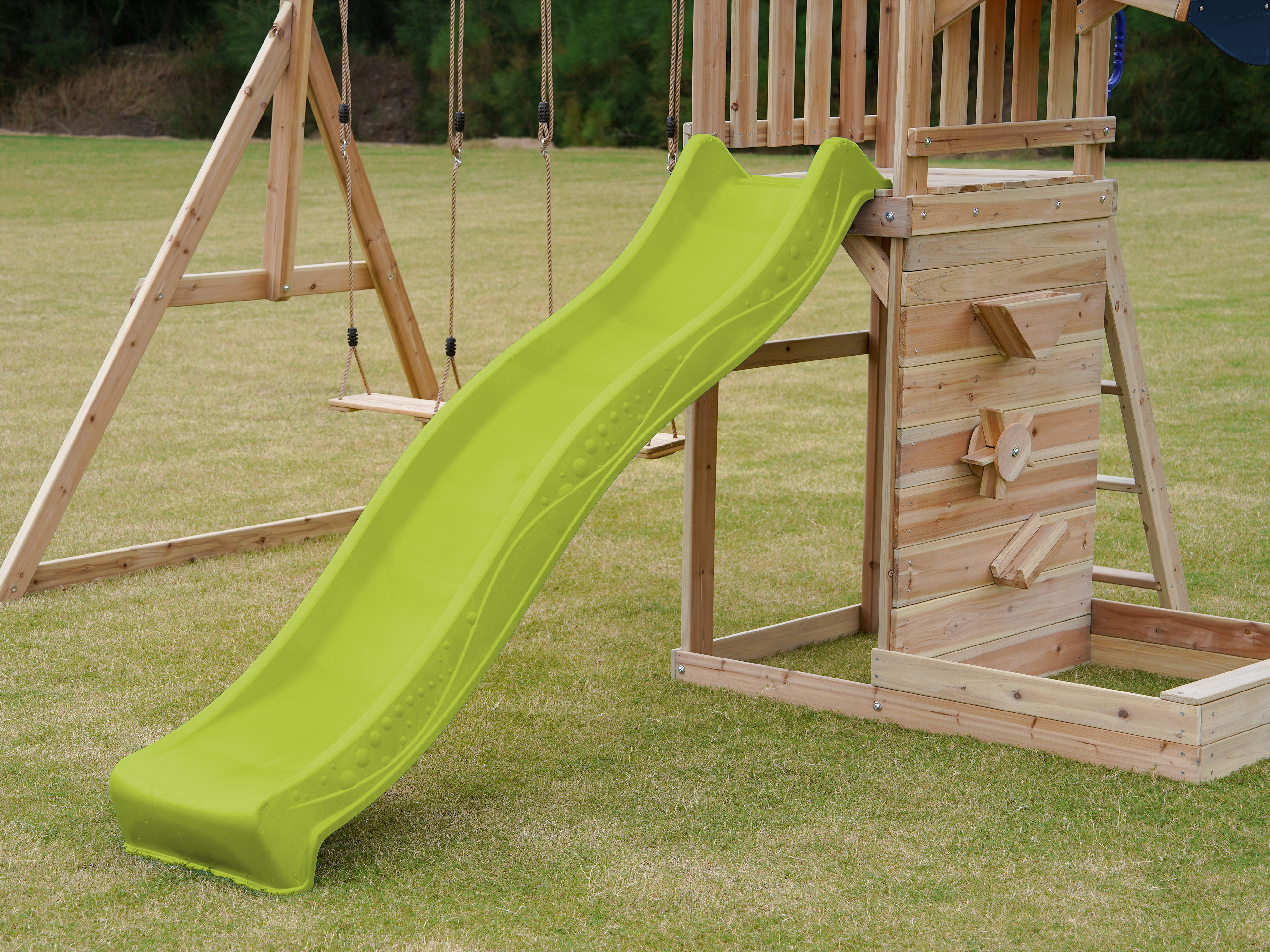 AXI Malik Play Set with Double Swing Brown - Lime green Slide 