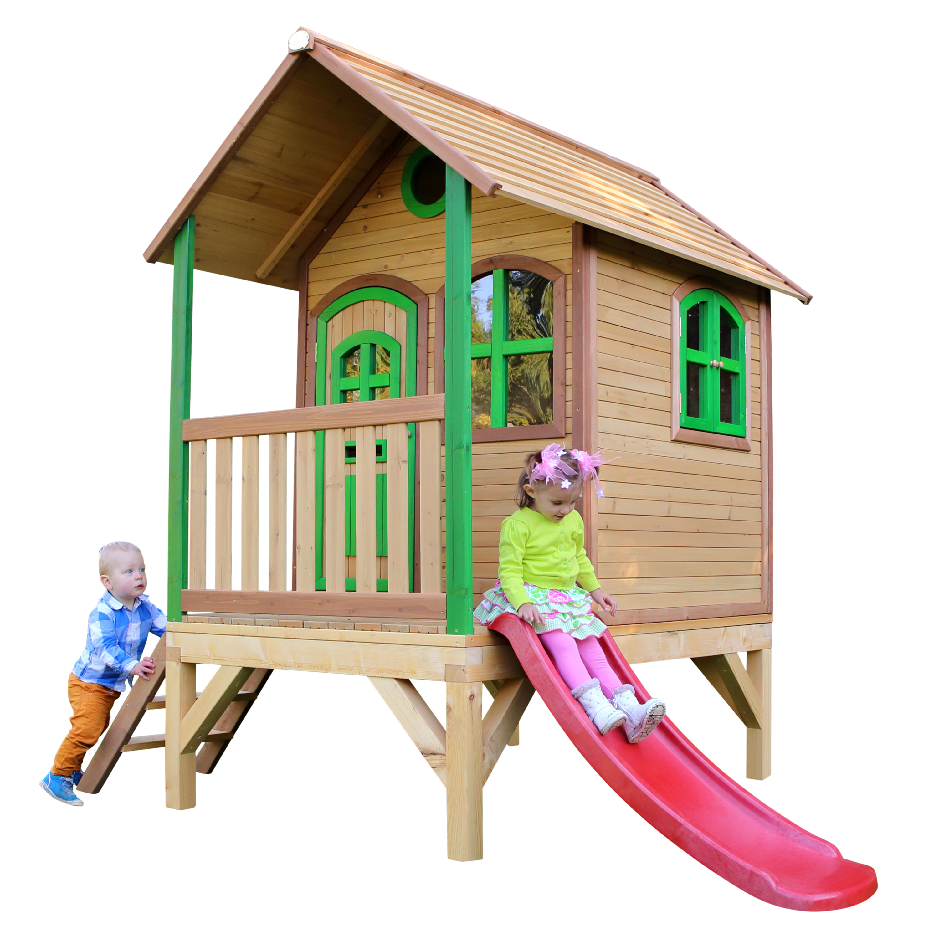 AXI Tom Playhouse Brown/Green - Red Slide-8717973930631 AXI Tom Playhouse Brown/Green - Red Slide