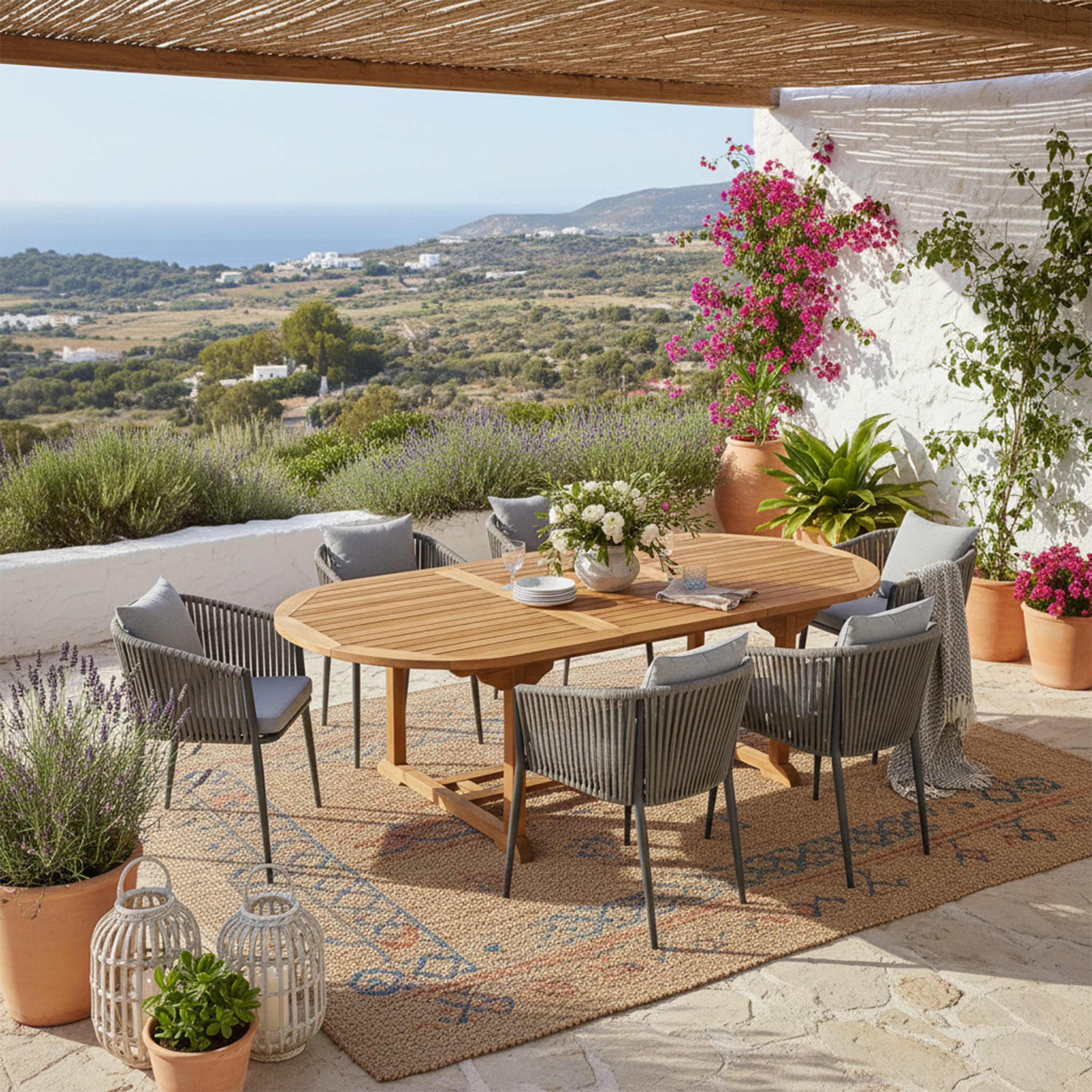 AXI Marzi/Faye 180-240 cm Dining Garden Set 7-piece Teak/Anthracite - Extendable