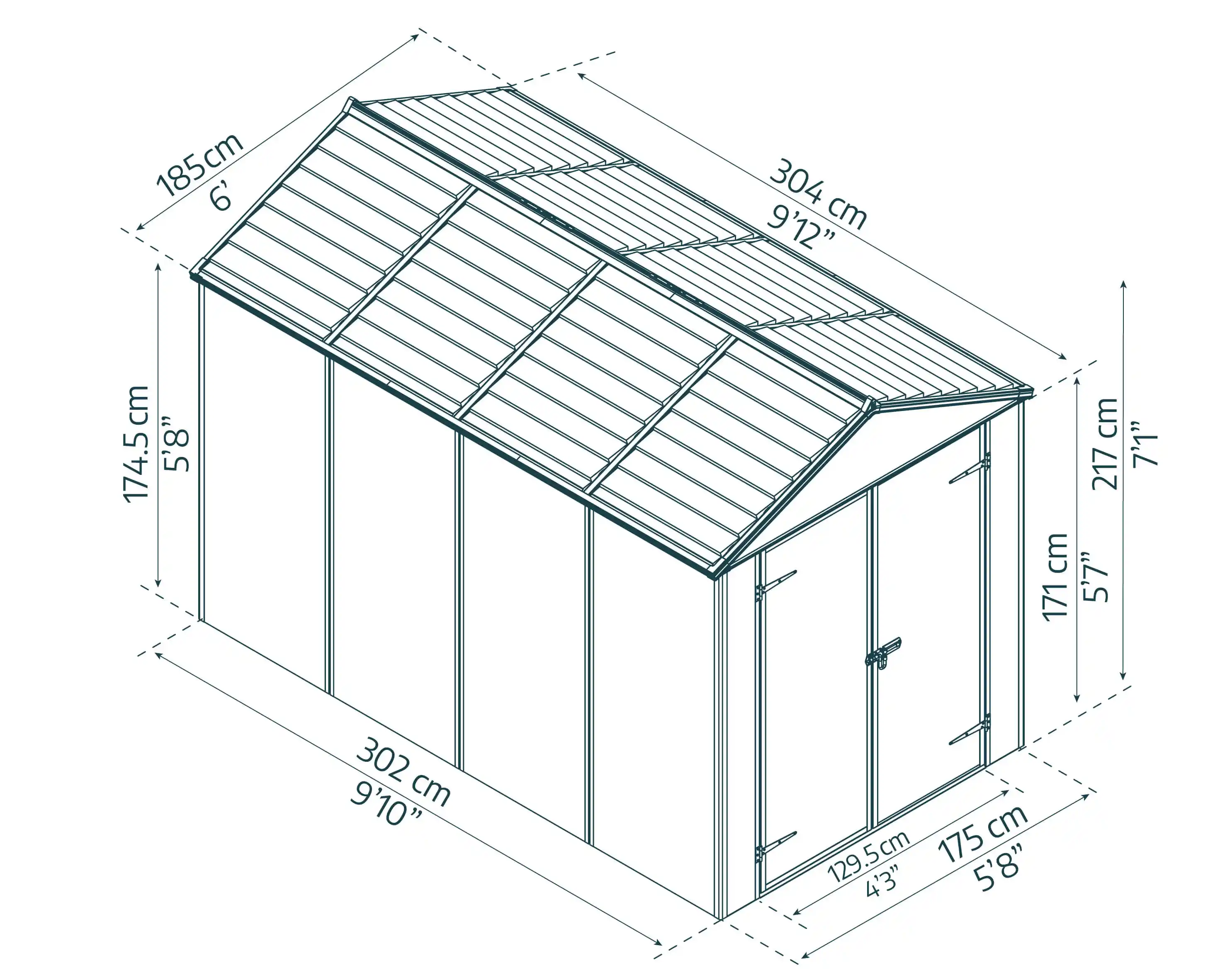 Canopia Rubicon 303X185X217 cm Ultra Duurzame openlucht Opslag Schuur voor tuin Donkergrijs-7290108603415 Canopia Rubicon 303X185X217 cm Ultra Duurzame openlucht Opslag Schuur voor tuin Donkergrijs