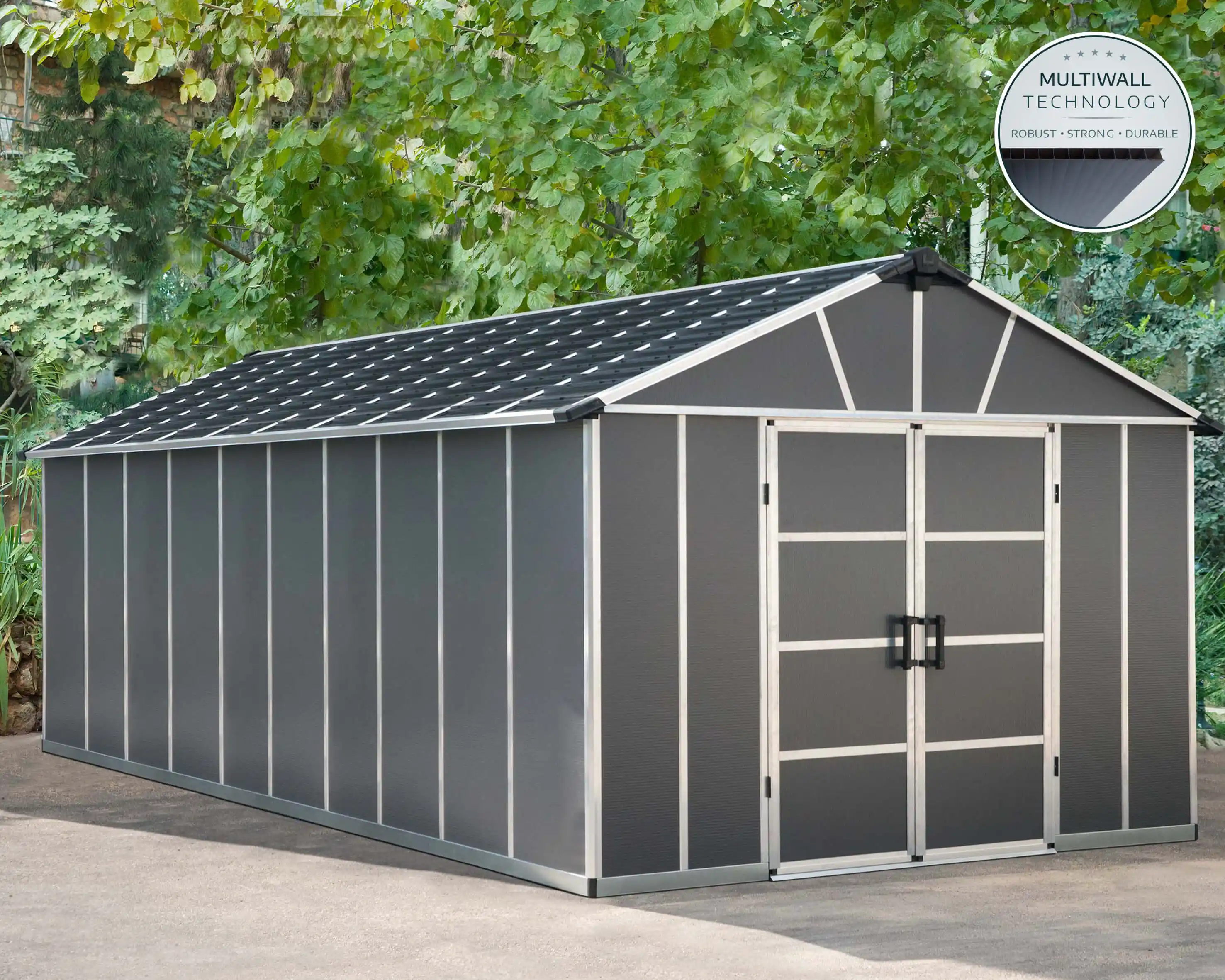 Canopia Yukon grote schuur met vloer 643X332cm Donkergrijs-7290108139303 Canopia Yukon grote schuur met vloer 643X332cm Donkergrijs