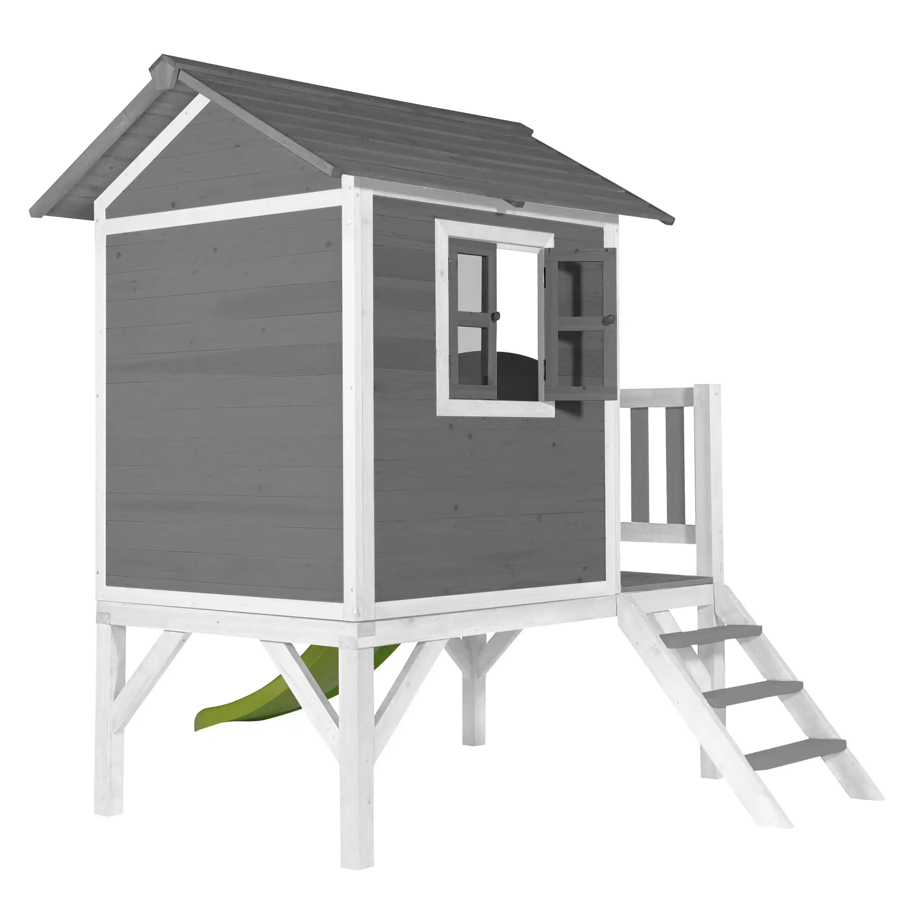 AXI Lodge XL Speelhuis Cool Grijs - Limoen groene Glijbaan