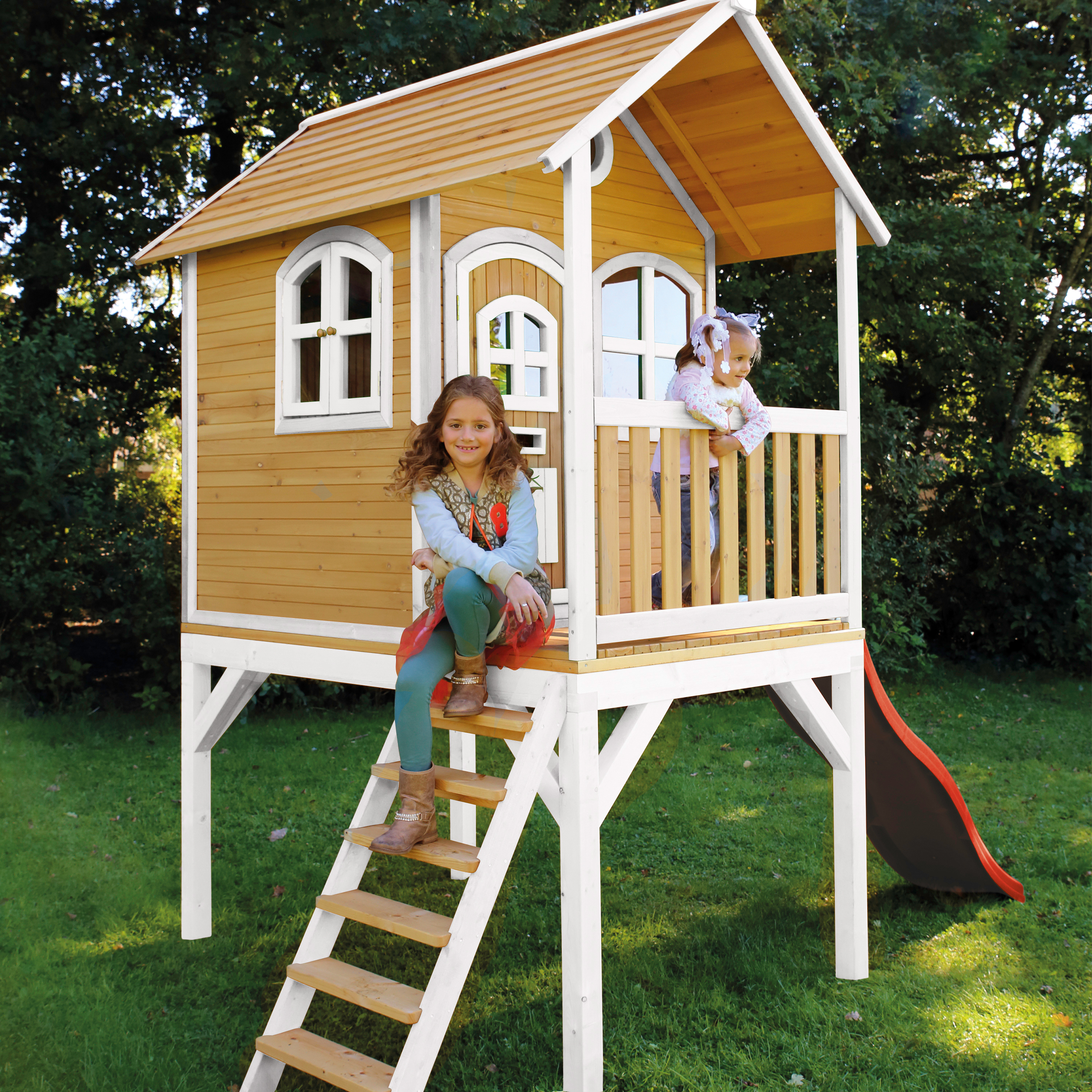 AXI Laura Playhouse Brown/White - Red Slide