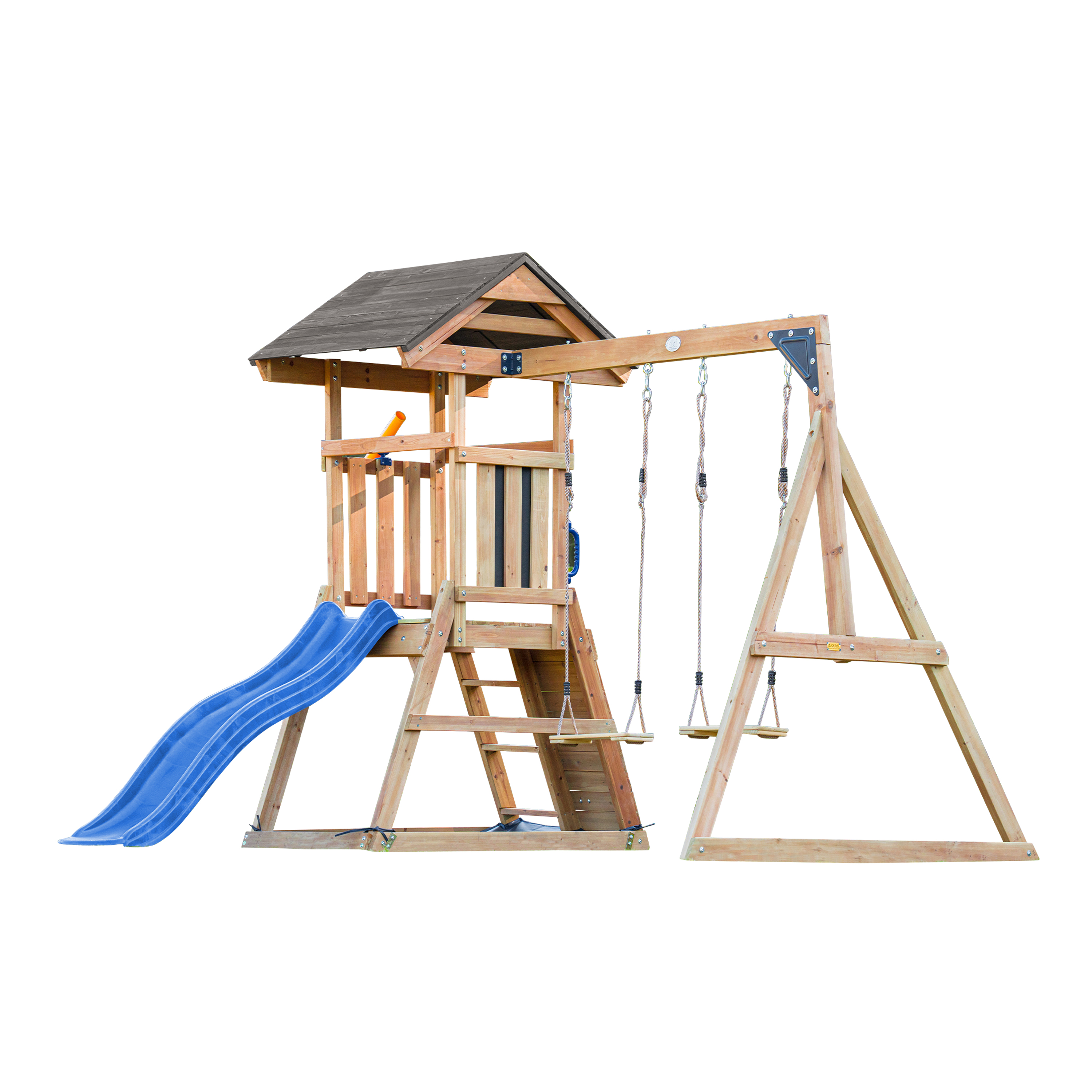 AXI Mia Climbing Frame with Double Swing Set – Blue Slide