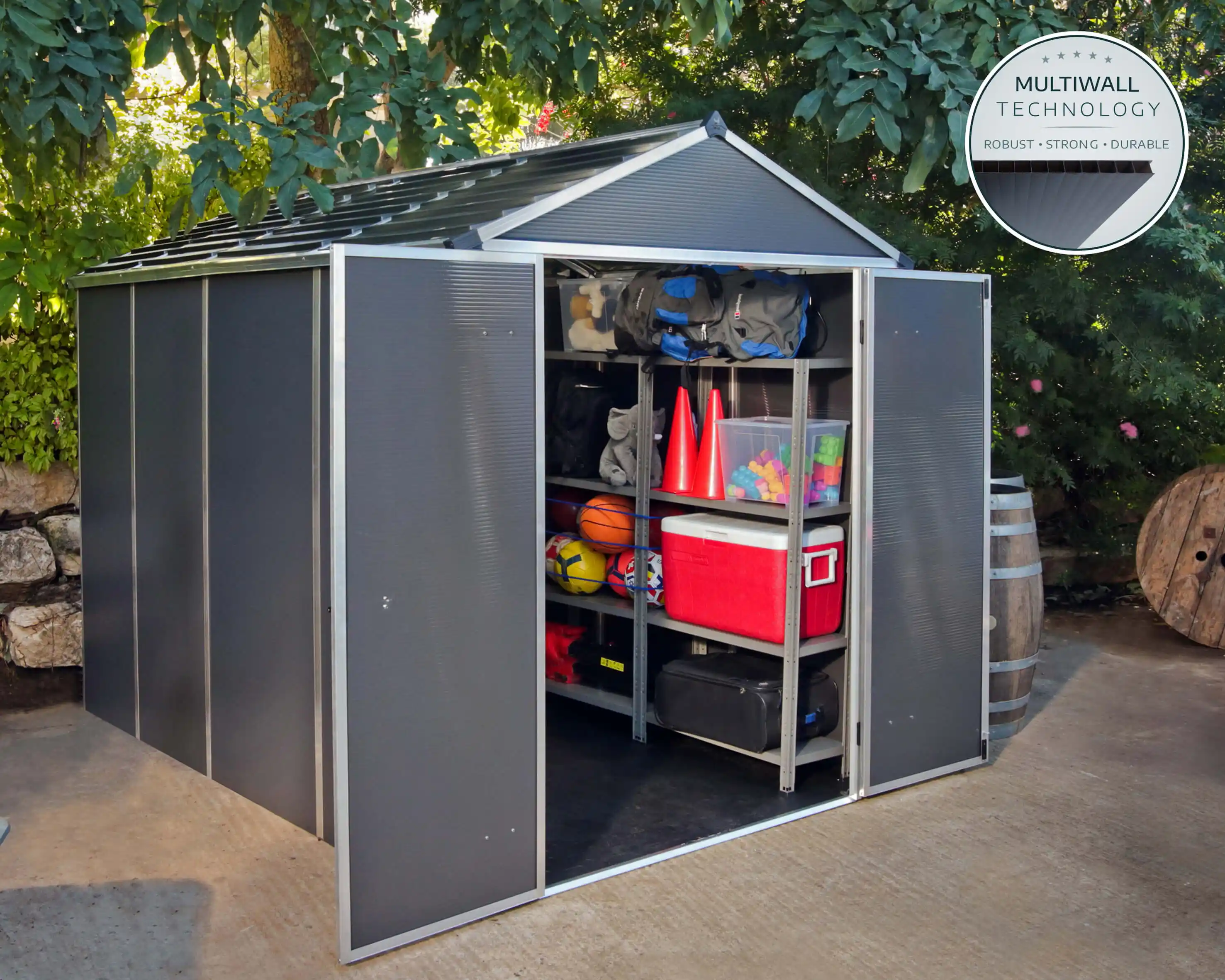 Canopia Rubicon 303X185X217 cm Ultra Duurzame openlucht Opslag Schuur voor tuin Donkergrijs-7290108603415 Canopia Rubicon 303X185X217 cm Ultra Duurzame openlucht Opslag Schuur voor tuin Donkergrijs