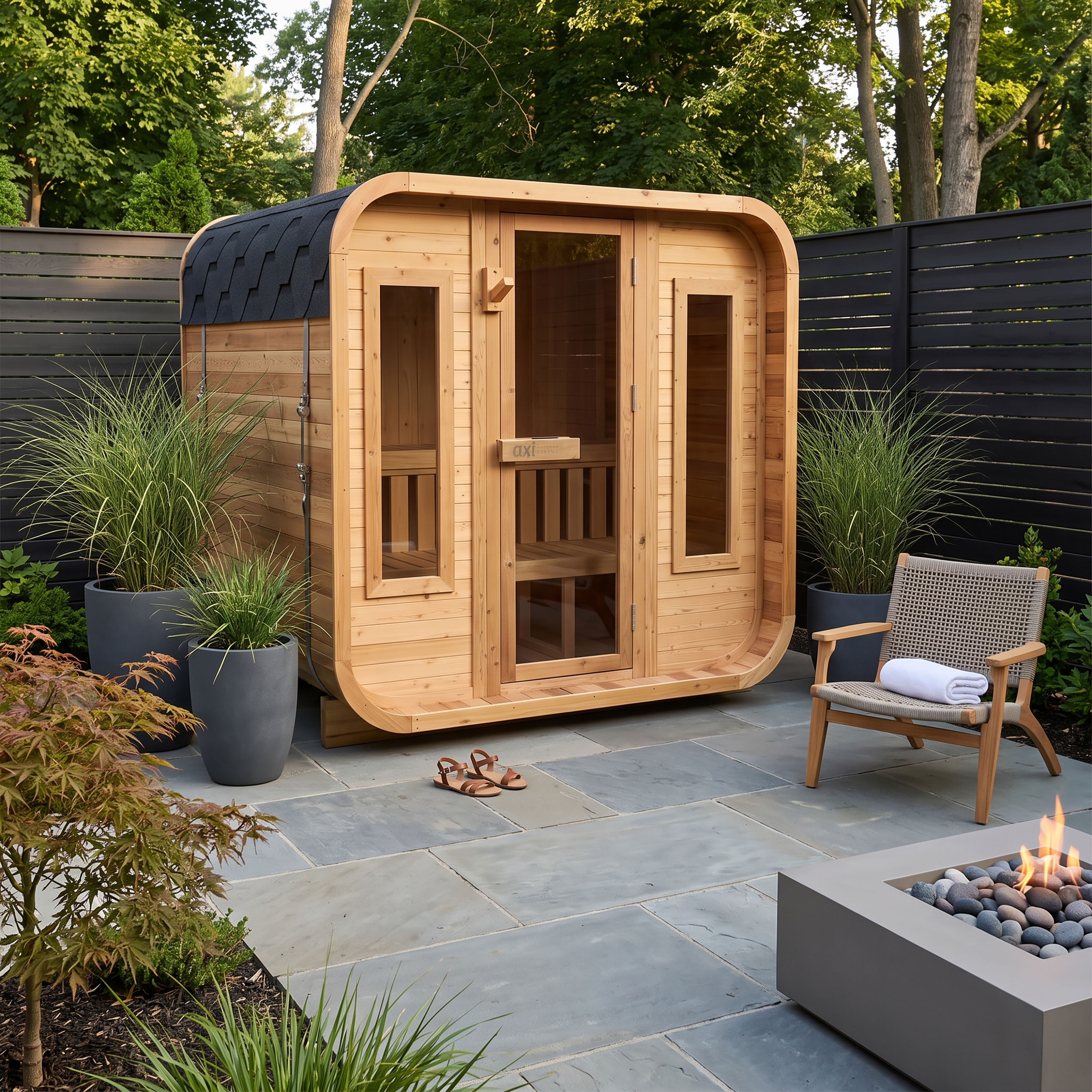 AXI Cube Outdoor Sauna Thermowood XL 4-8 Persons - excl. Sauna Heater