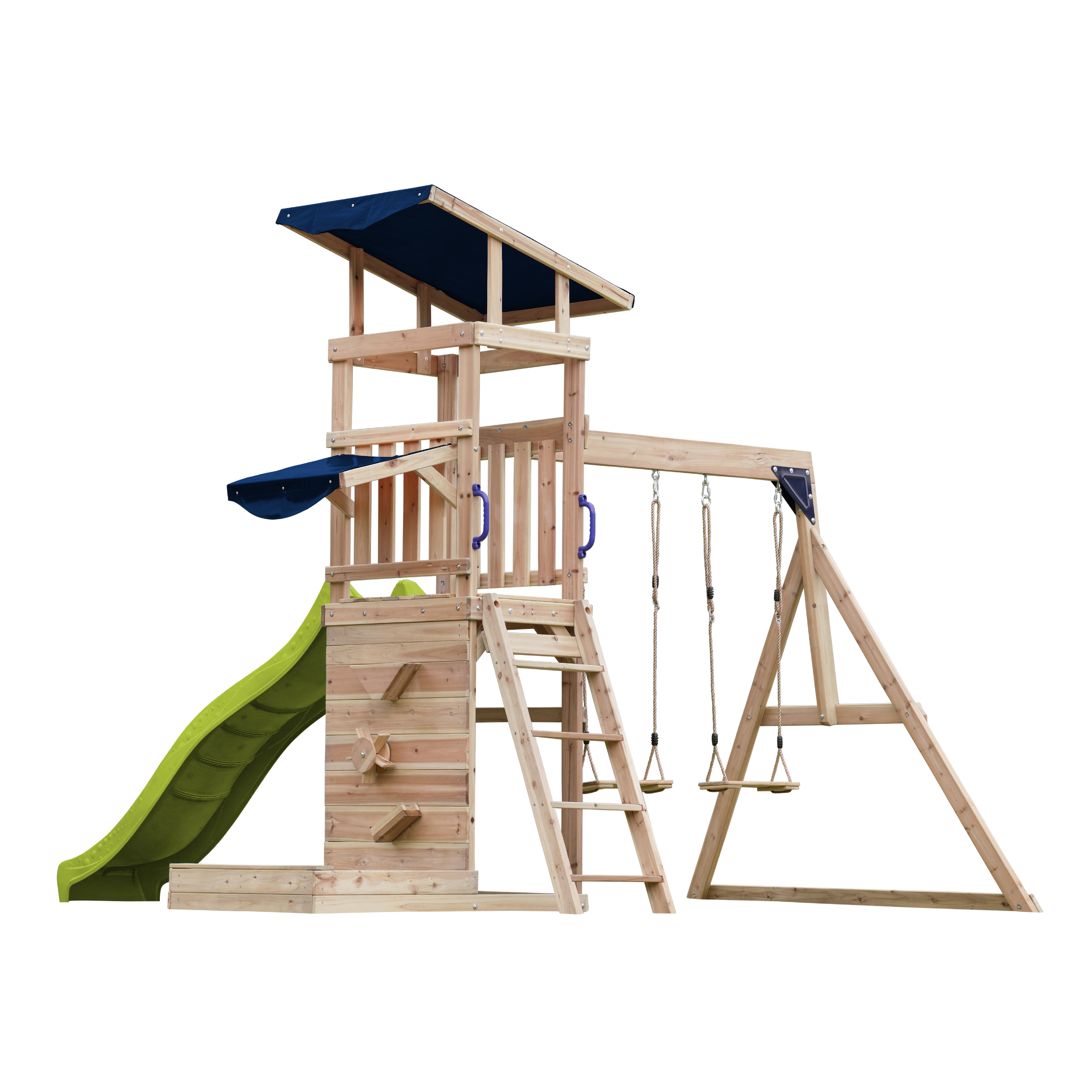 AXI Malik Play Set with Double Swing Brown - Lime green Slide 