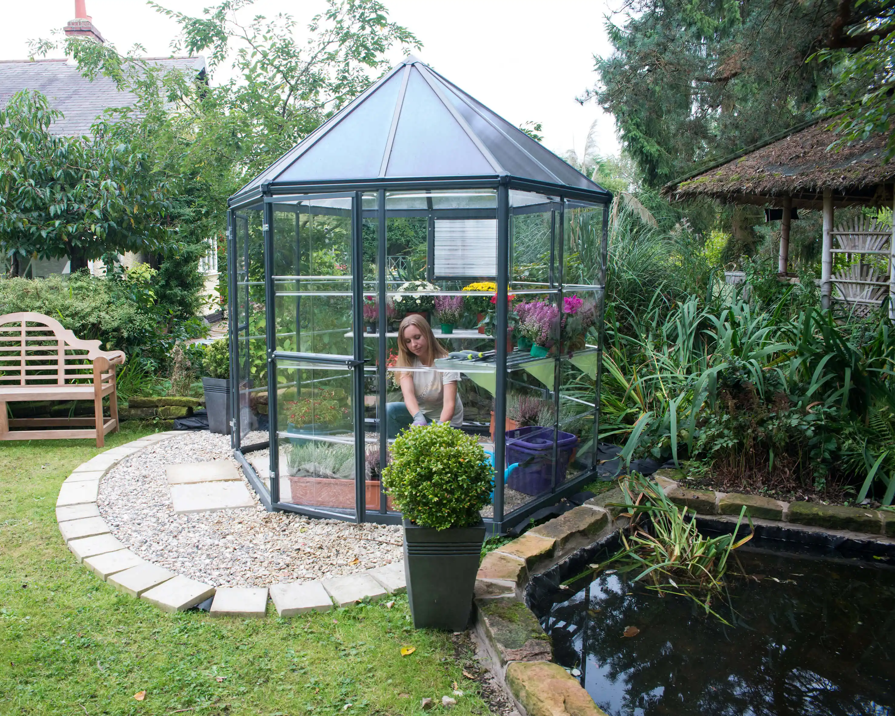 Canopia Oasis 247X213X267 cm Hexagoon Tuinkas Grijs-7290108133837 Canopia Oasis 247X213X267 cm Hexagoon Tuinkas Grijs
