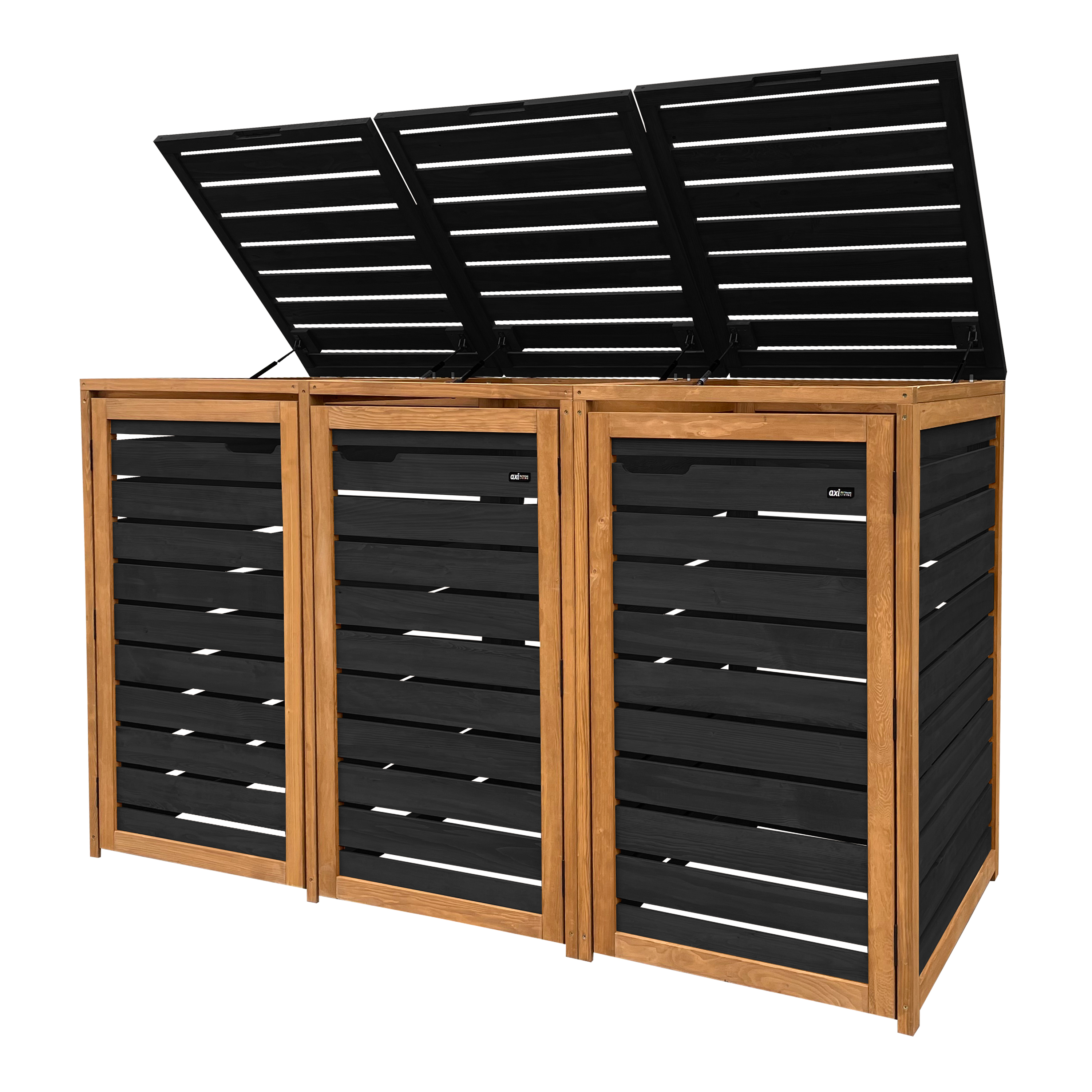 AXI Lex Wooden Bin Storage Black/Brown - 3 bins