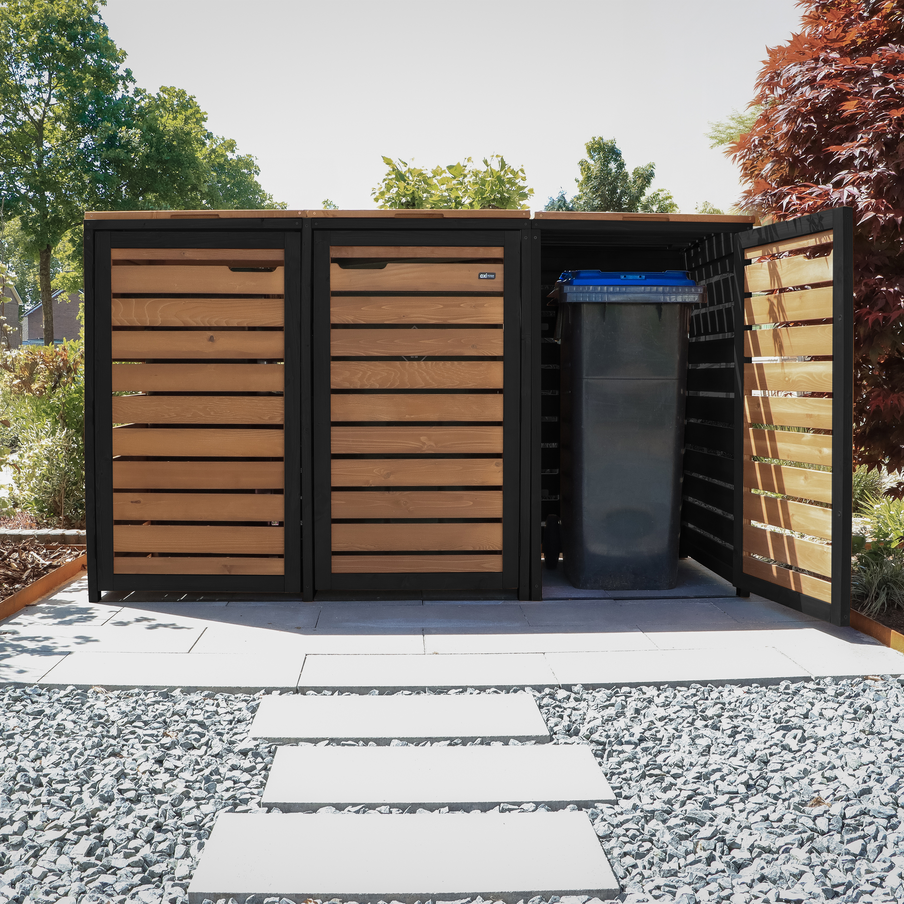 AXI Lex Wooden Bin Storage Brown/Black - 3 bins