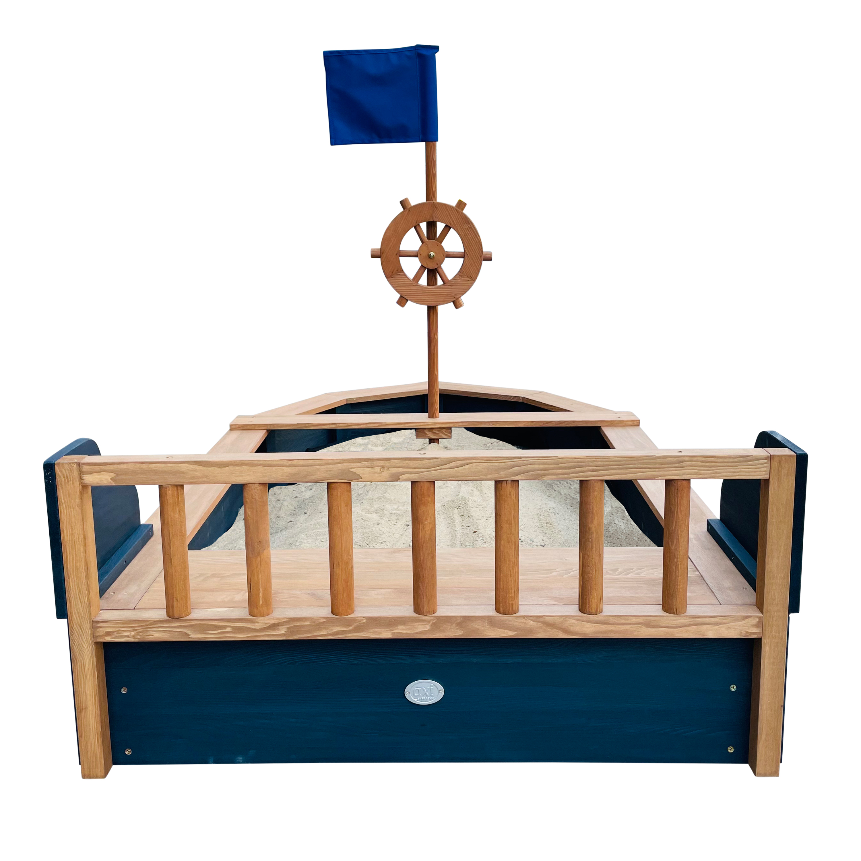 AXI Doris Boat Sandbox with storage bench - 153 x 90 x 100 cm - Anthracite/Brown