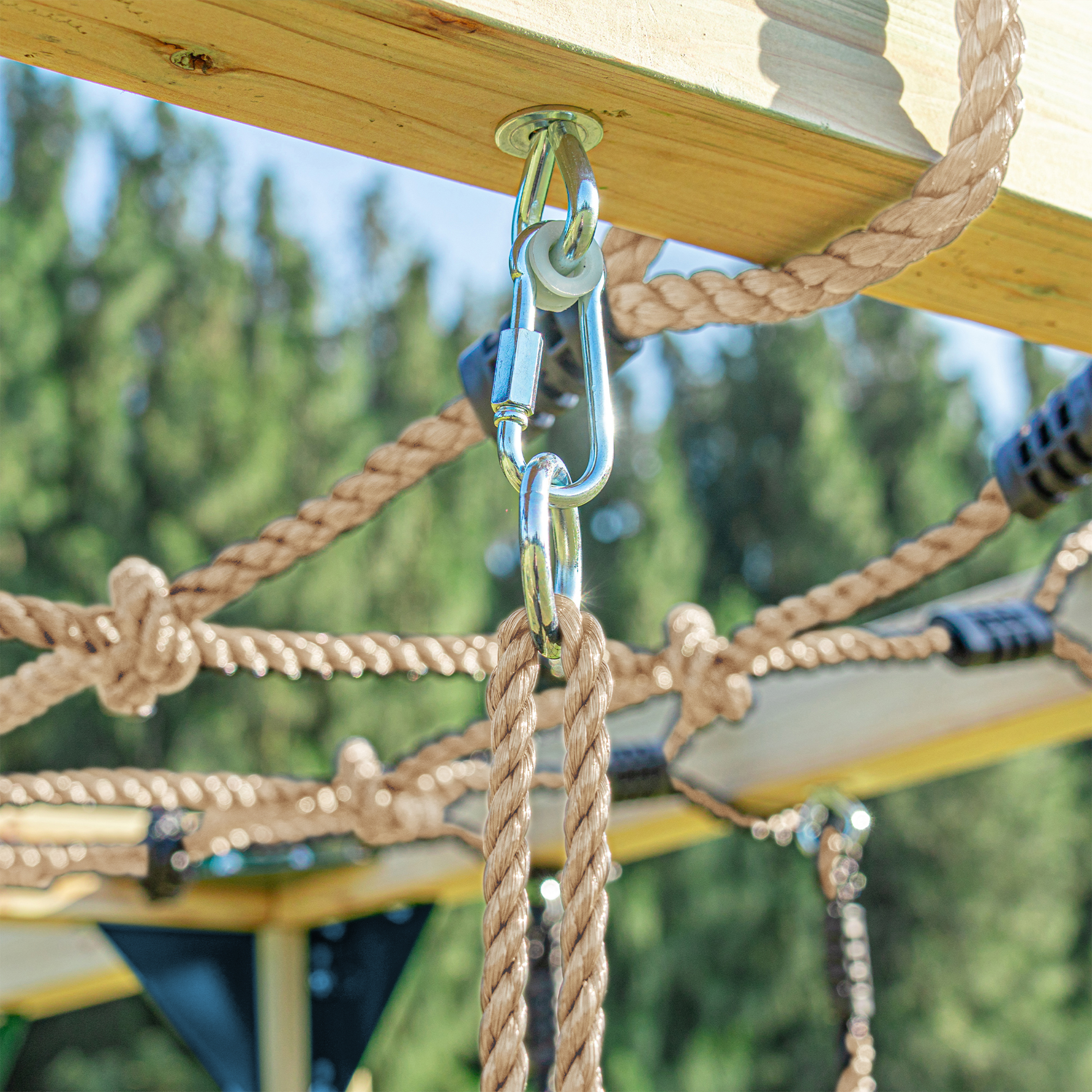 AXI Boris Wooden Playcentre with Swings. Trapeze. Climbing Nets and Monkey Bars – Green Slide