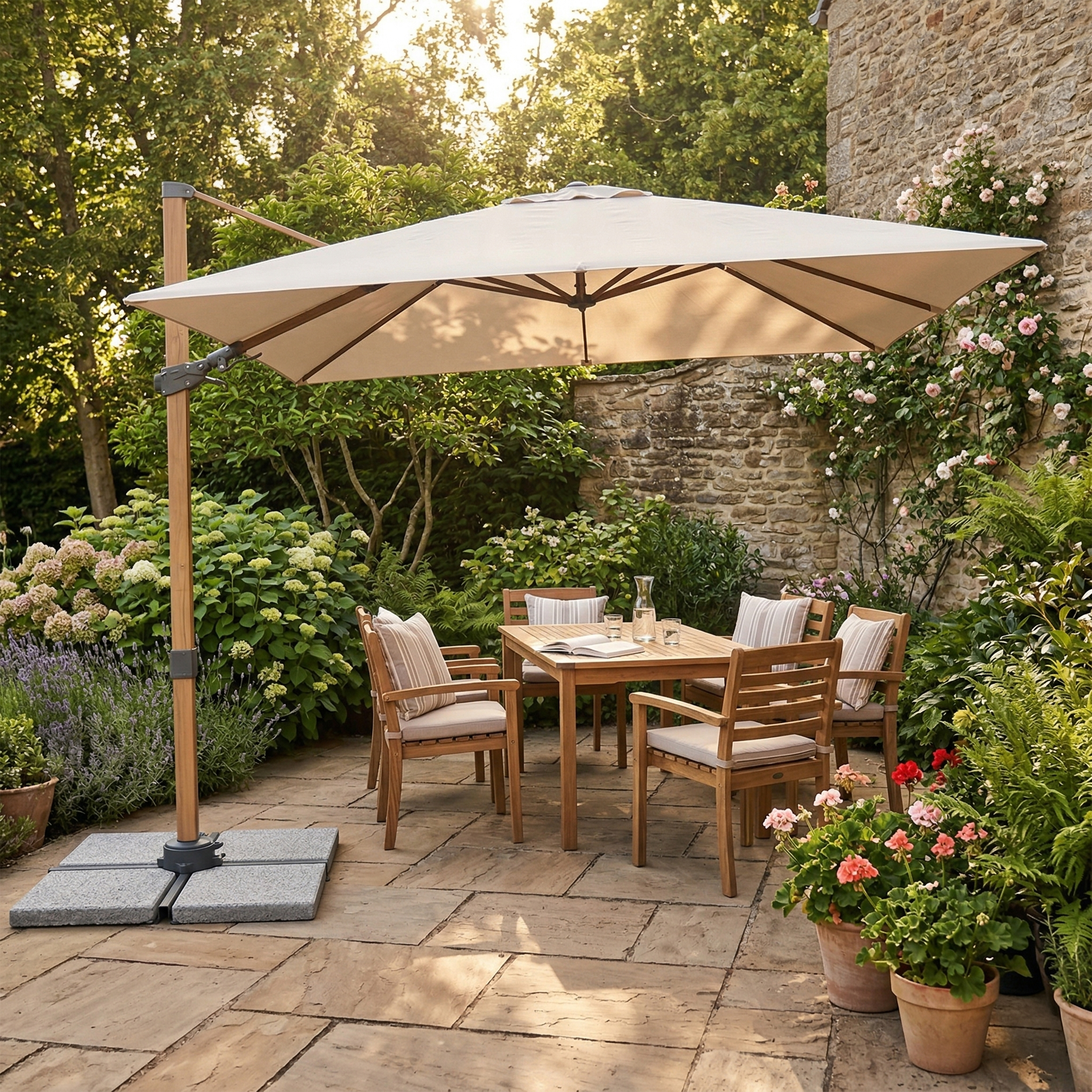 AXI Alina Cantilever Parasol 300x300cm Wood-look/Beige