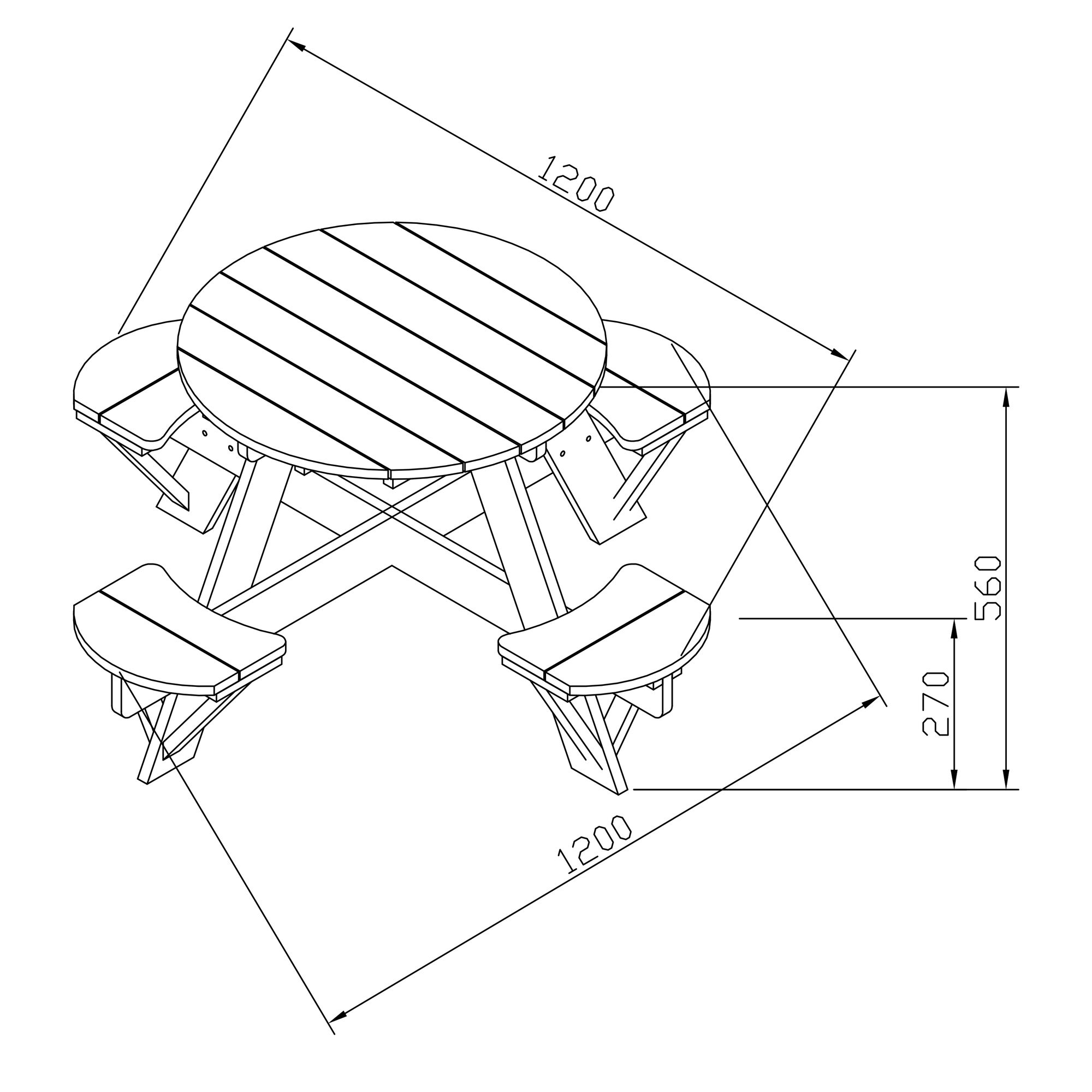 AXI UFO Picknicktafel Rond Regenboog