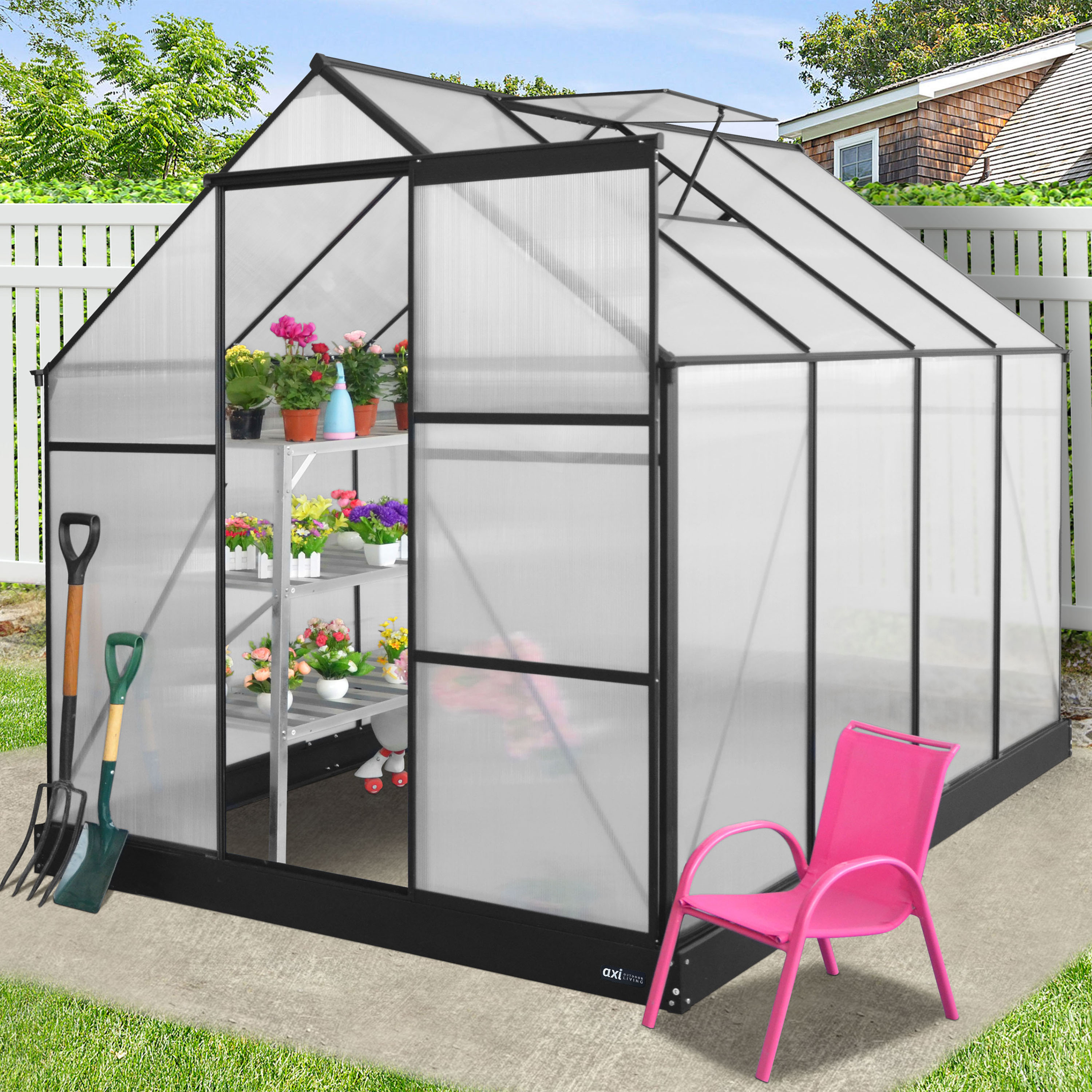 AXI Simon Greenhouse Polycarbonate - Black 250x190x207 cm