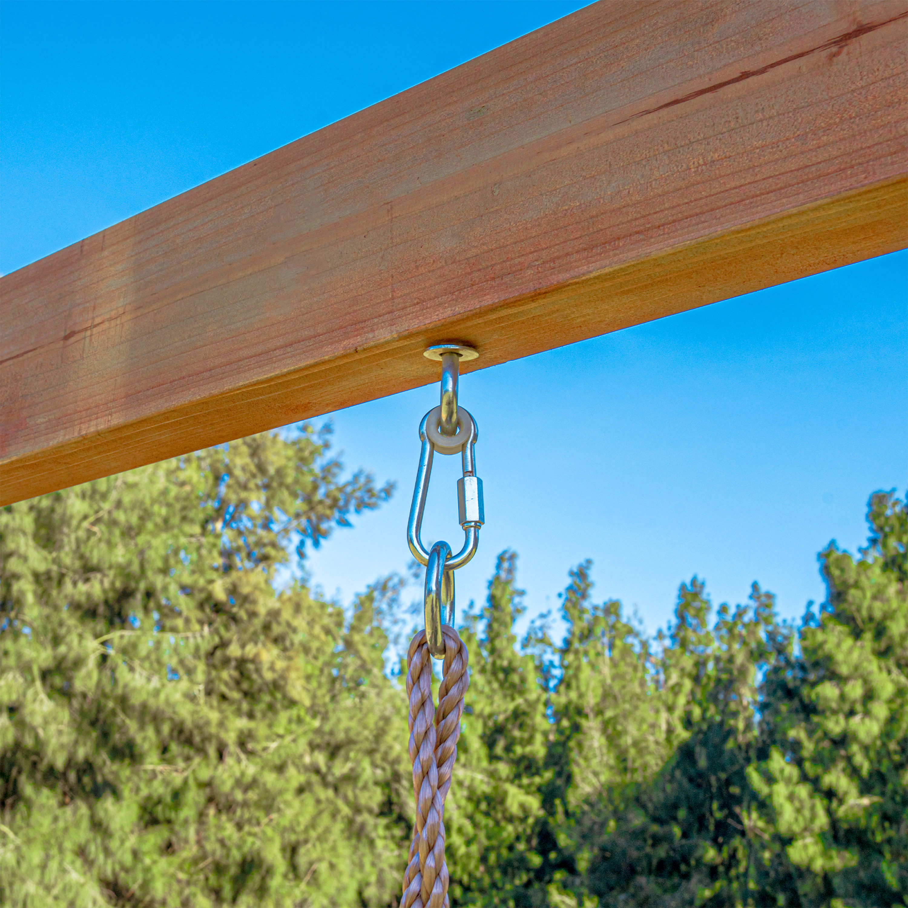 AXI Mitch Climbing Frame with Double Swing. Trapeze and Lookout Tower – Blue Slide