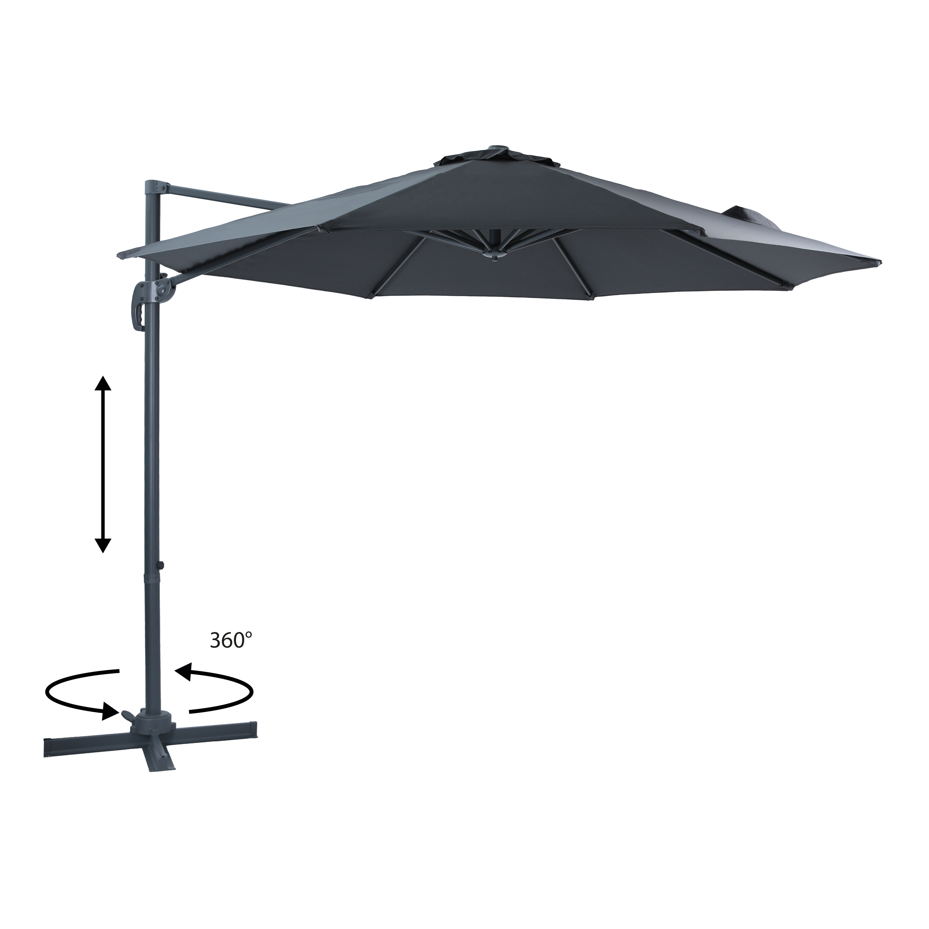 AXI Marisol Cantilever Parasol Ø 300cm Round - Grey/Grey