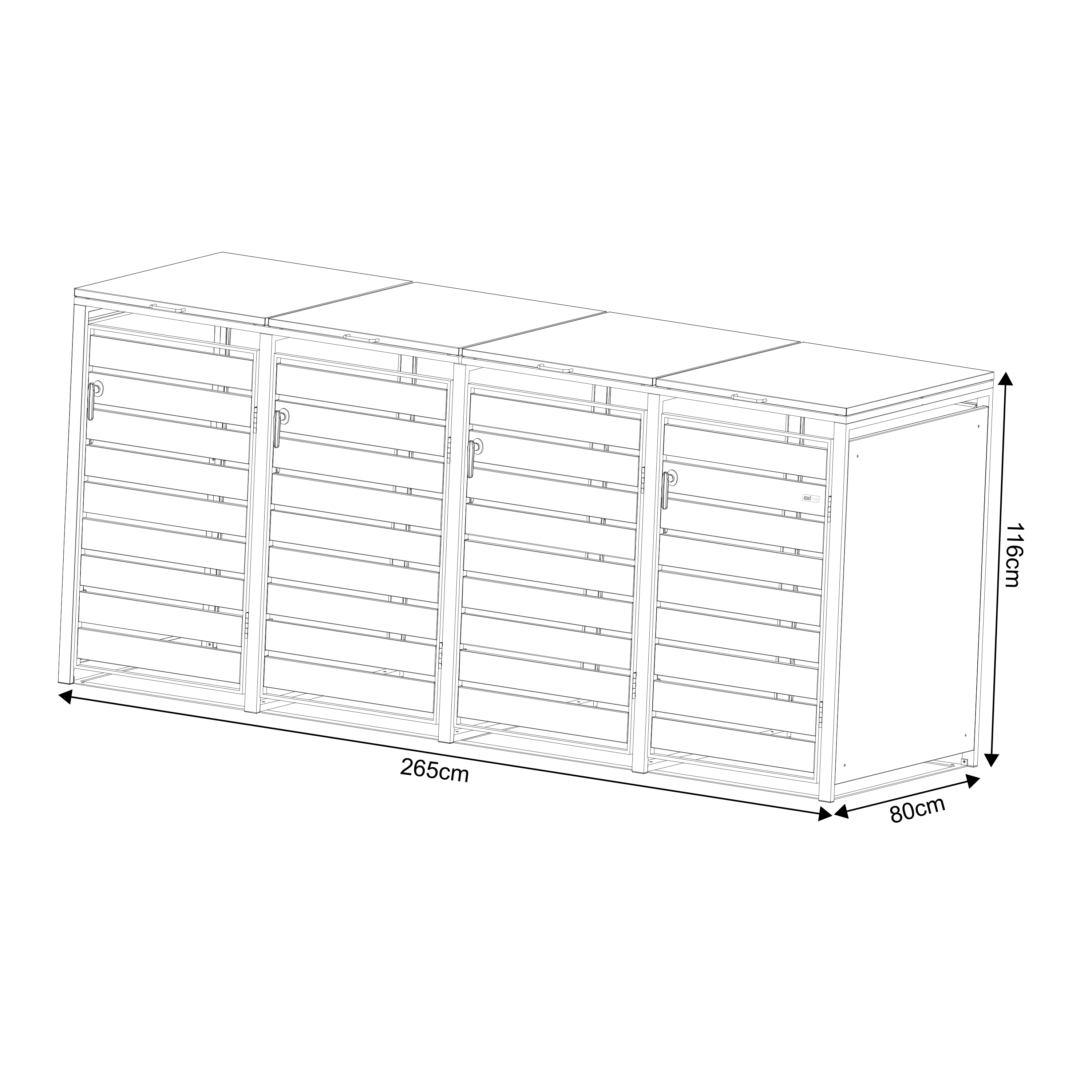 AXI Lucas Metal Garbage Bin Shed Anthracite - 4 Garbage Bins