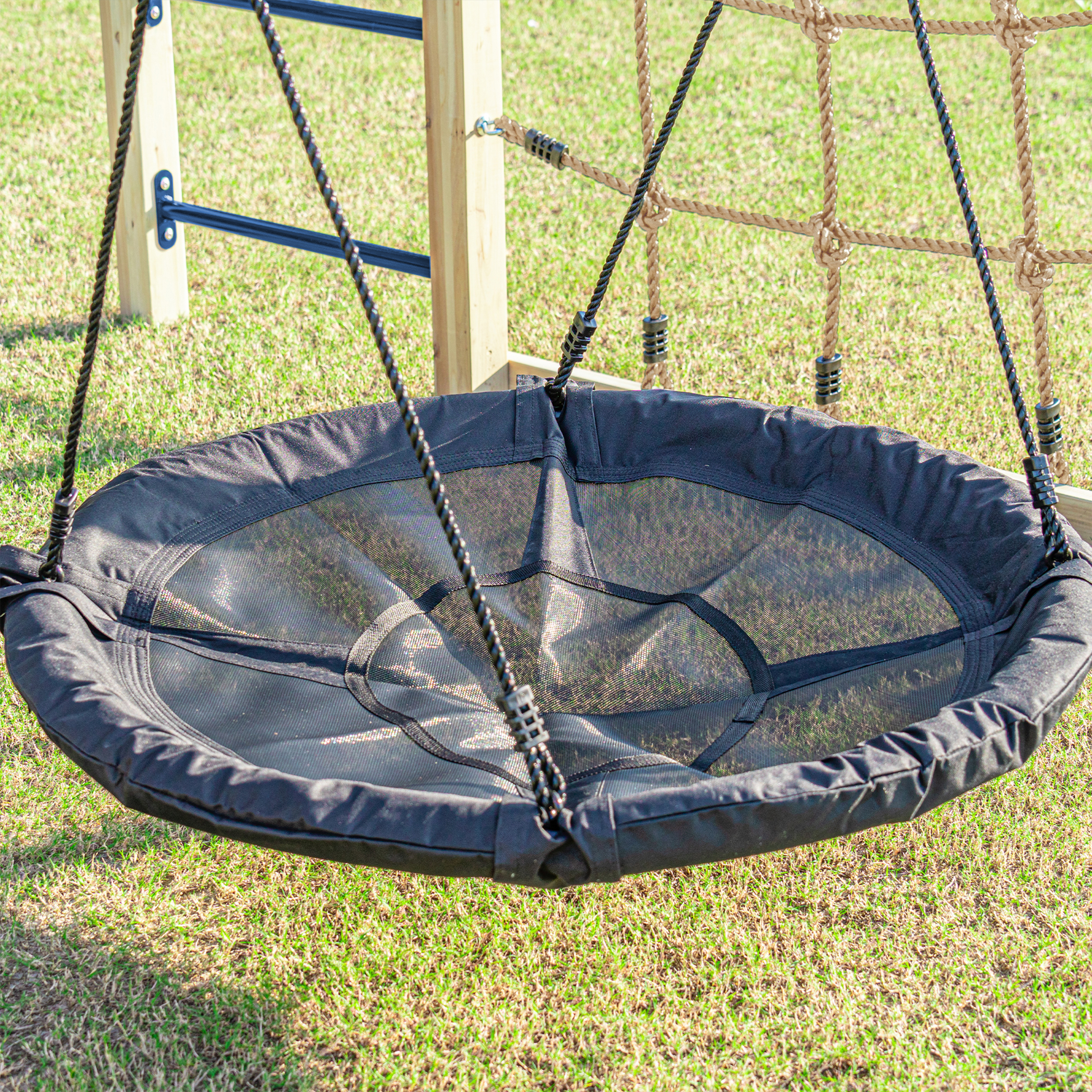 AXI Boris Wooden Playcentre with Swings. Trapeze. Climbing Nets and Monkey Bars – White Slide