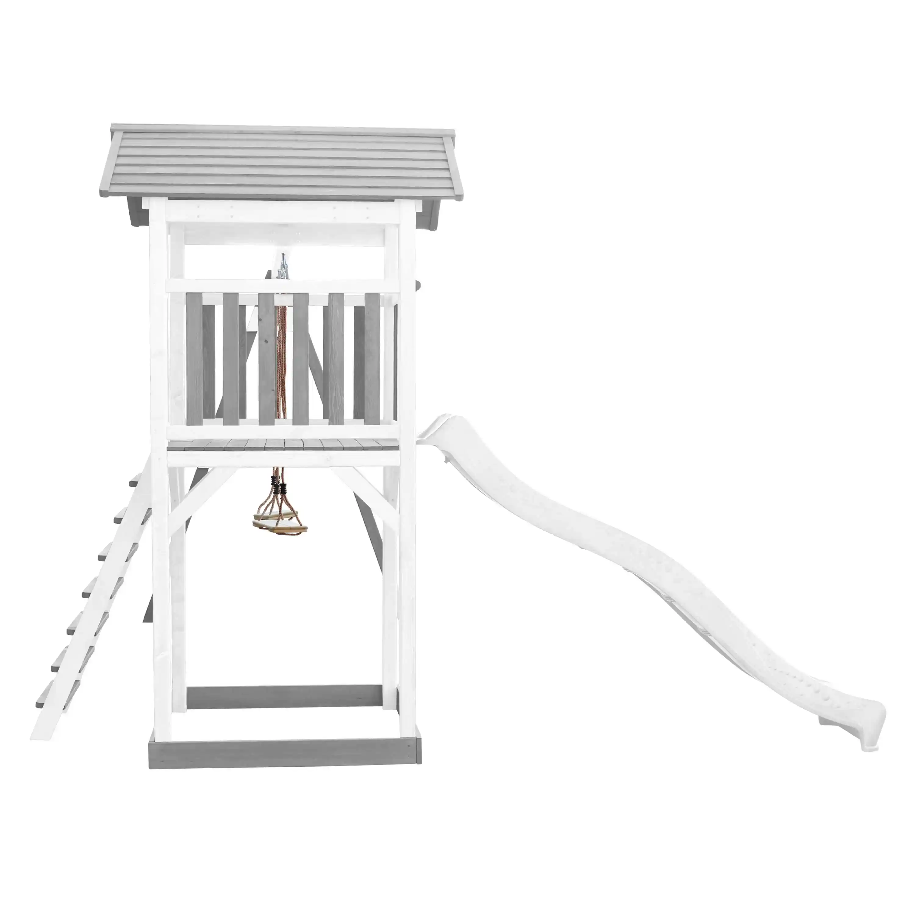 AXI Beach Tower Speeltoren met Dubbele Schommel Grijs/wit - Witte Glijbaan