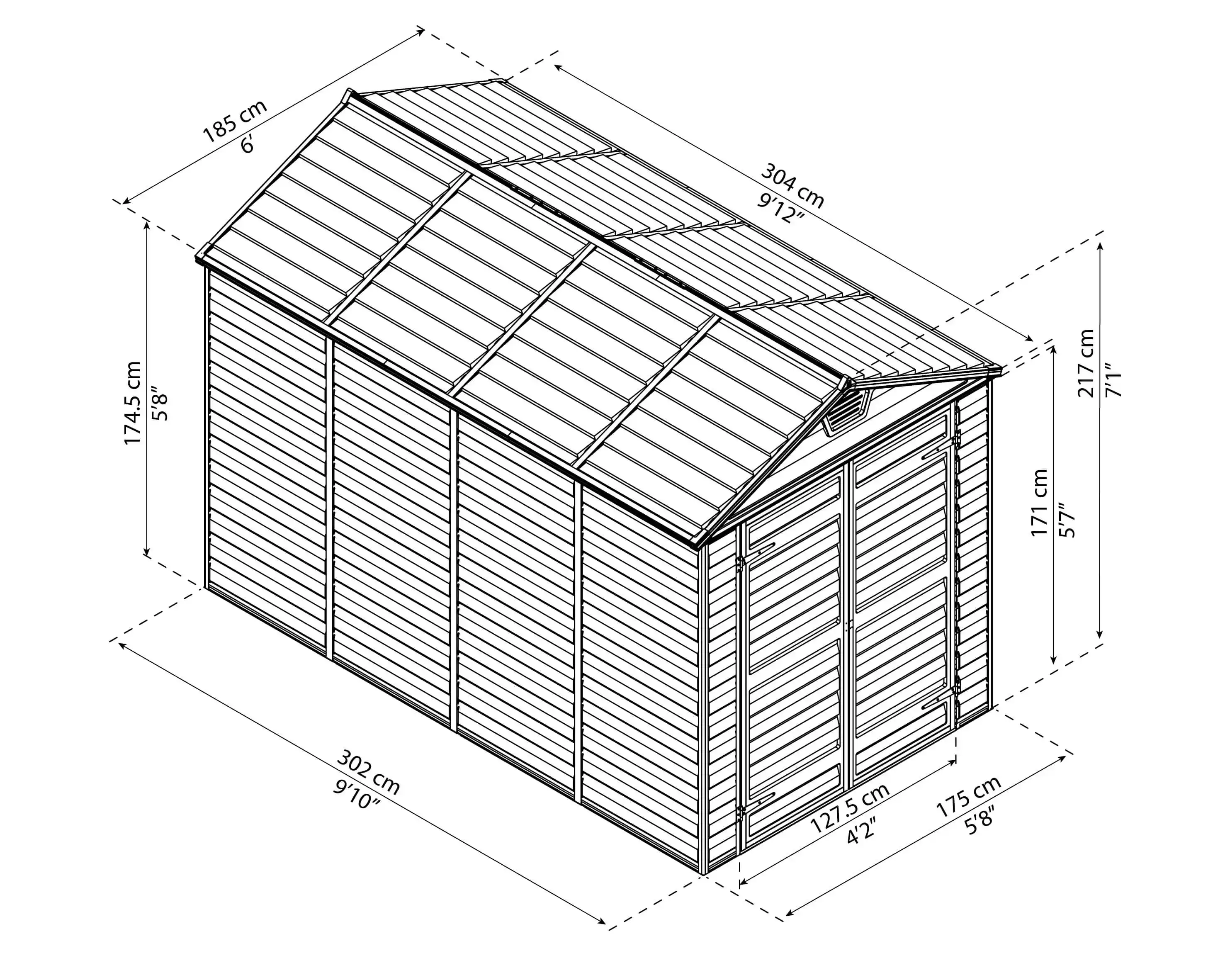 Canopia Skylight 303X185X217 cm Openlucht schuur voor tuin Amber-7290103124090 Canopia Skylight 303X185X217 cm Openlucht schuur voor tuin Amber
