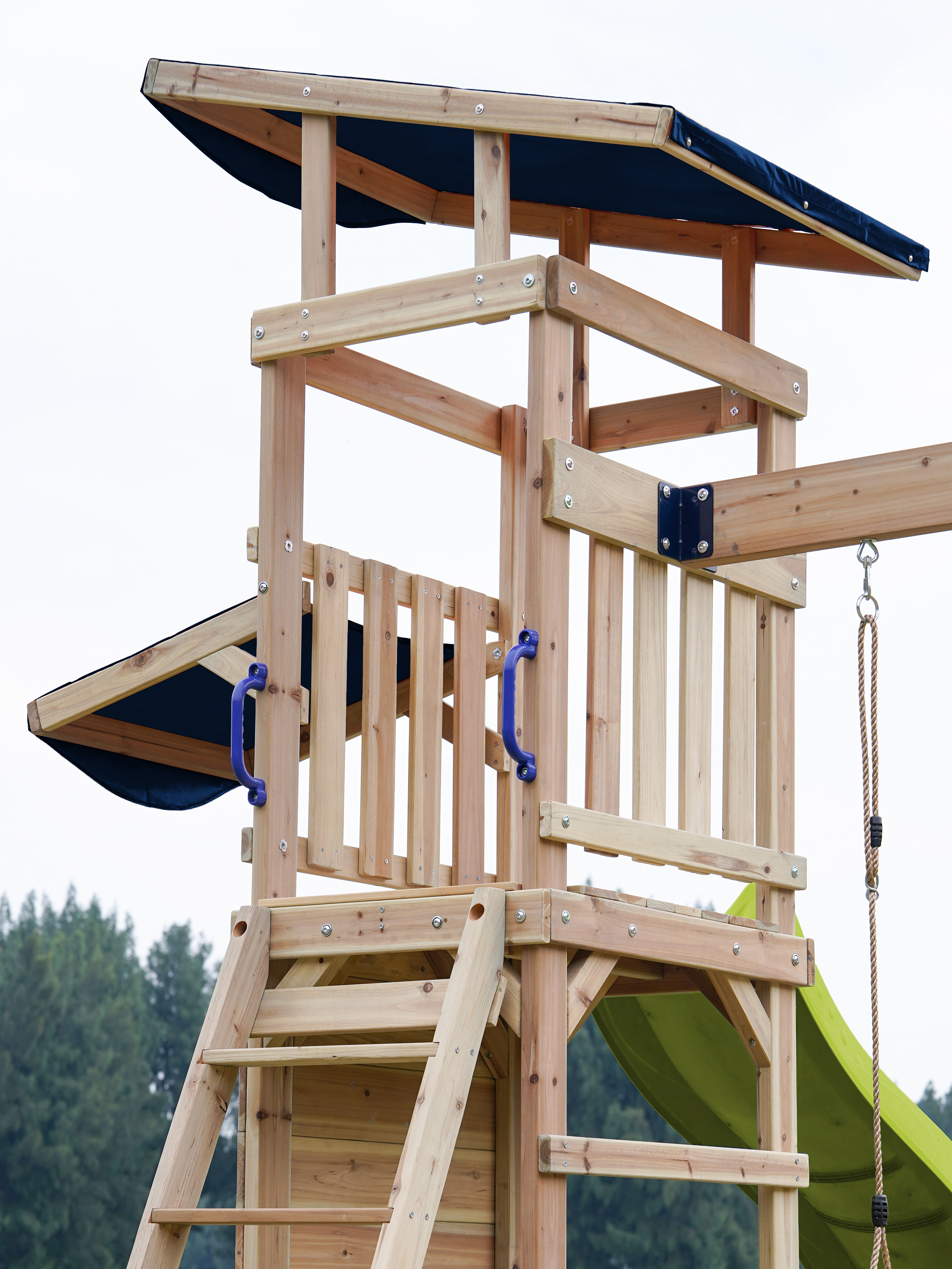 AXI Malik Play Set with Double Swing Brown - Lime green Slide 