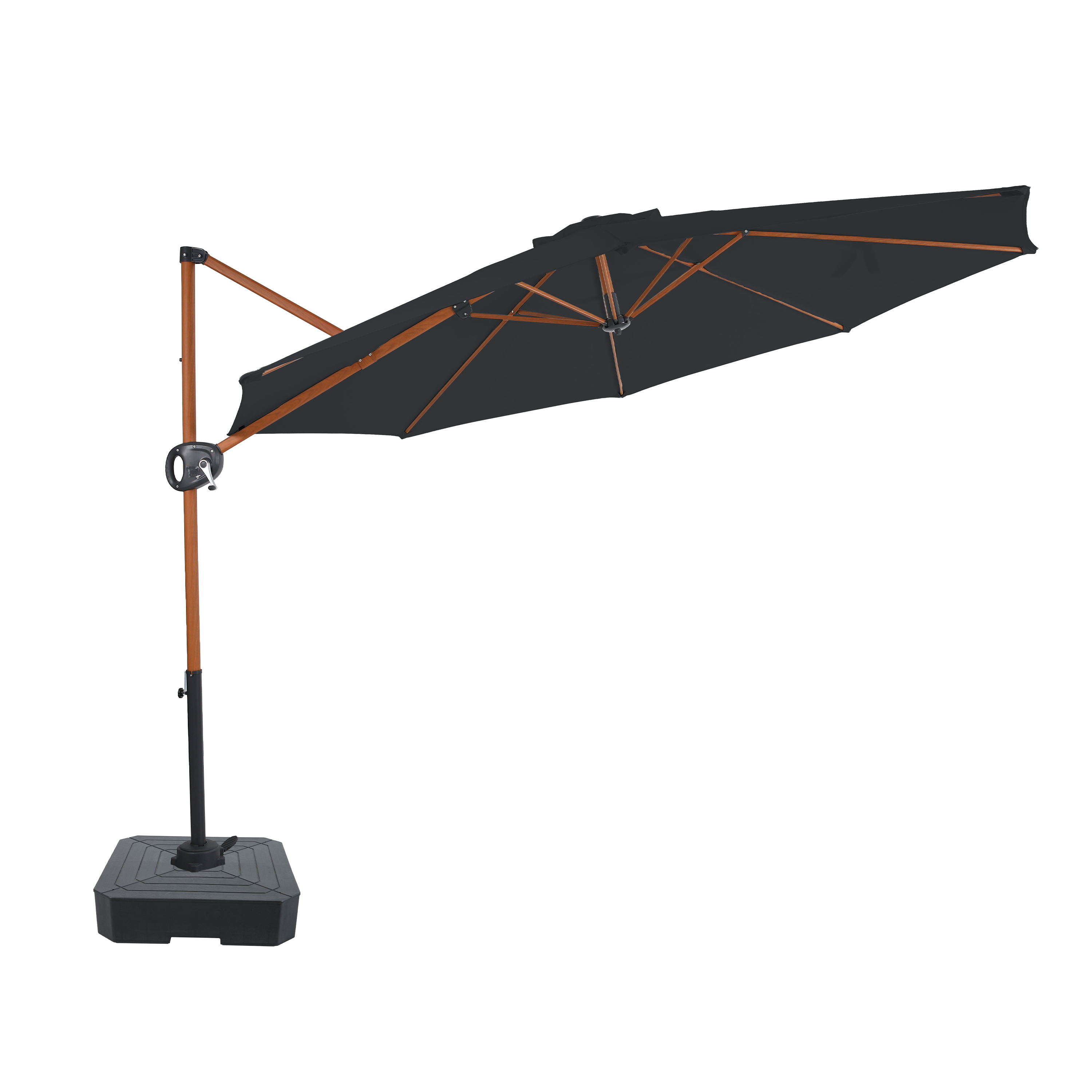 AXI Solea Cantilever Parasol Ø 300 cm incl. fillable parasol base Wood-look/Grey – Complete Set