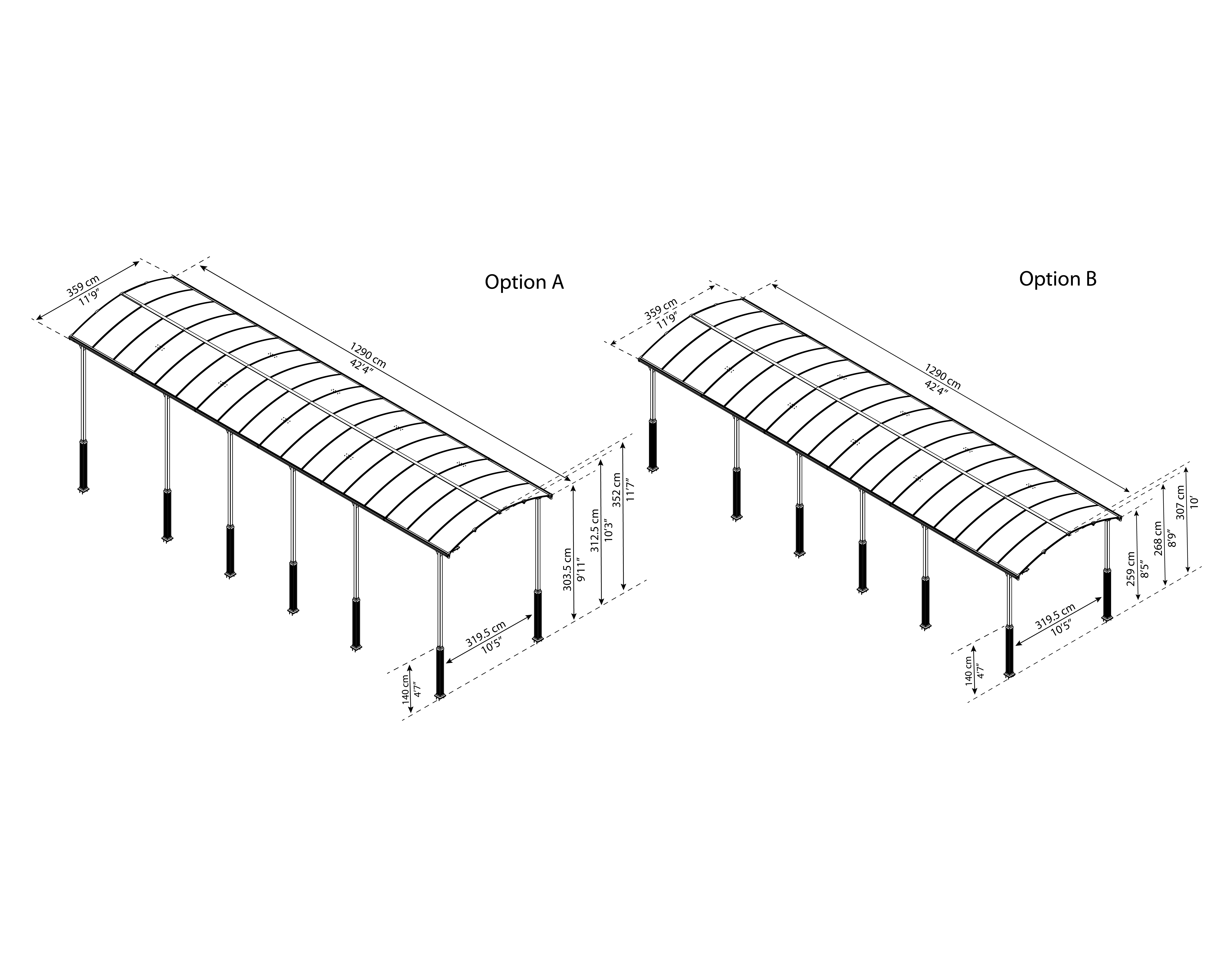 Canopia Alpine 1290X359X307 cm RV Carport en Boothuis Donkergrijs Brons