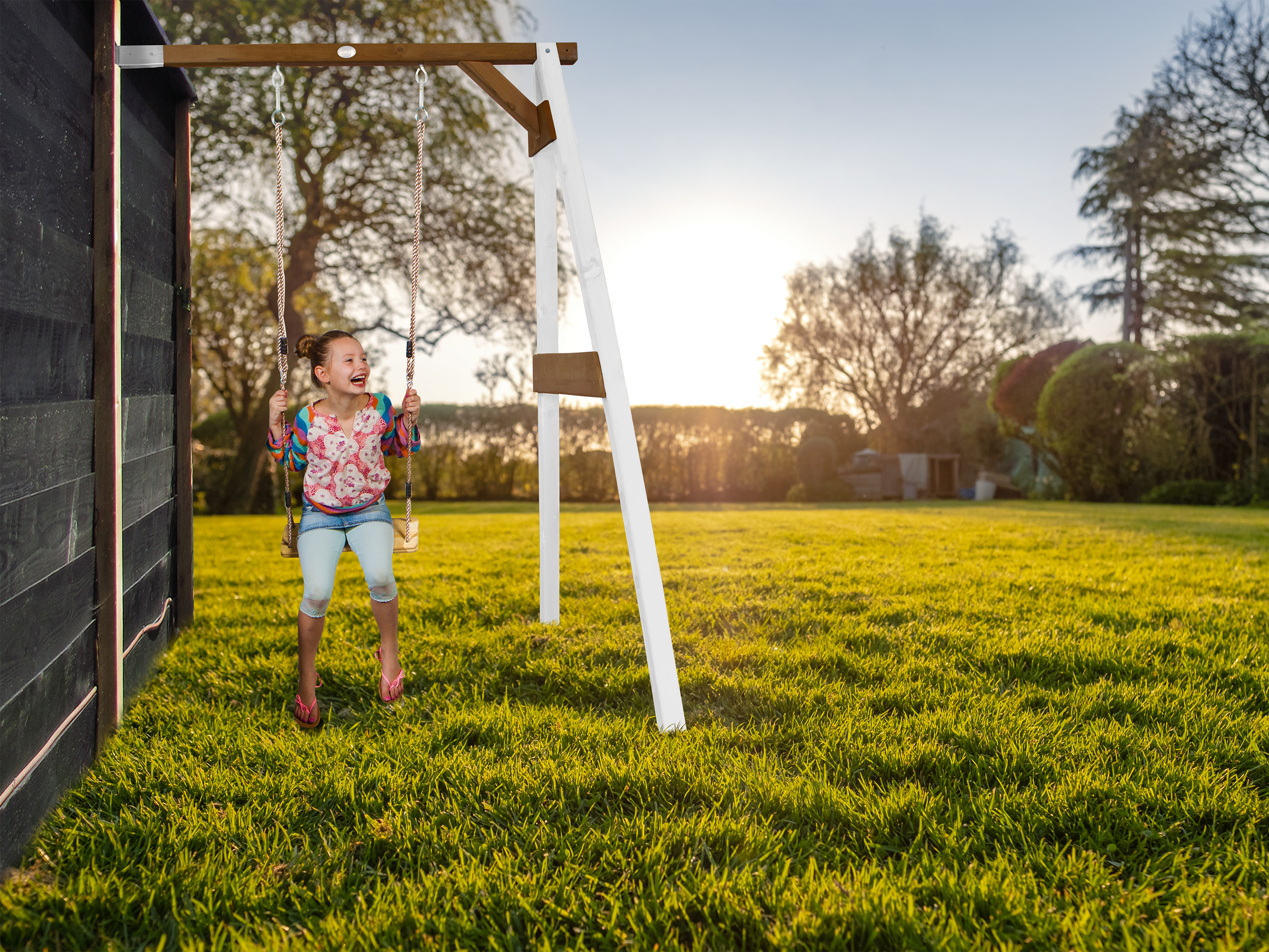 AXI Attachable Single Swing Set - White/Brown