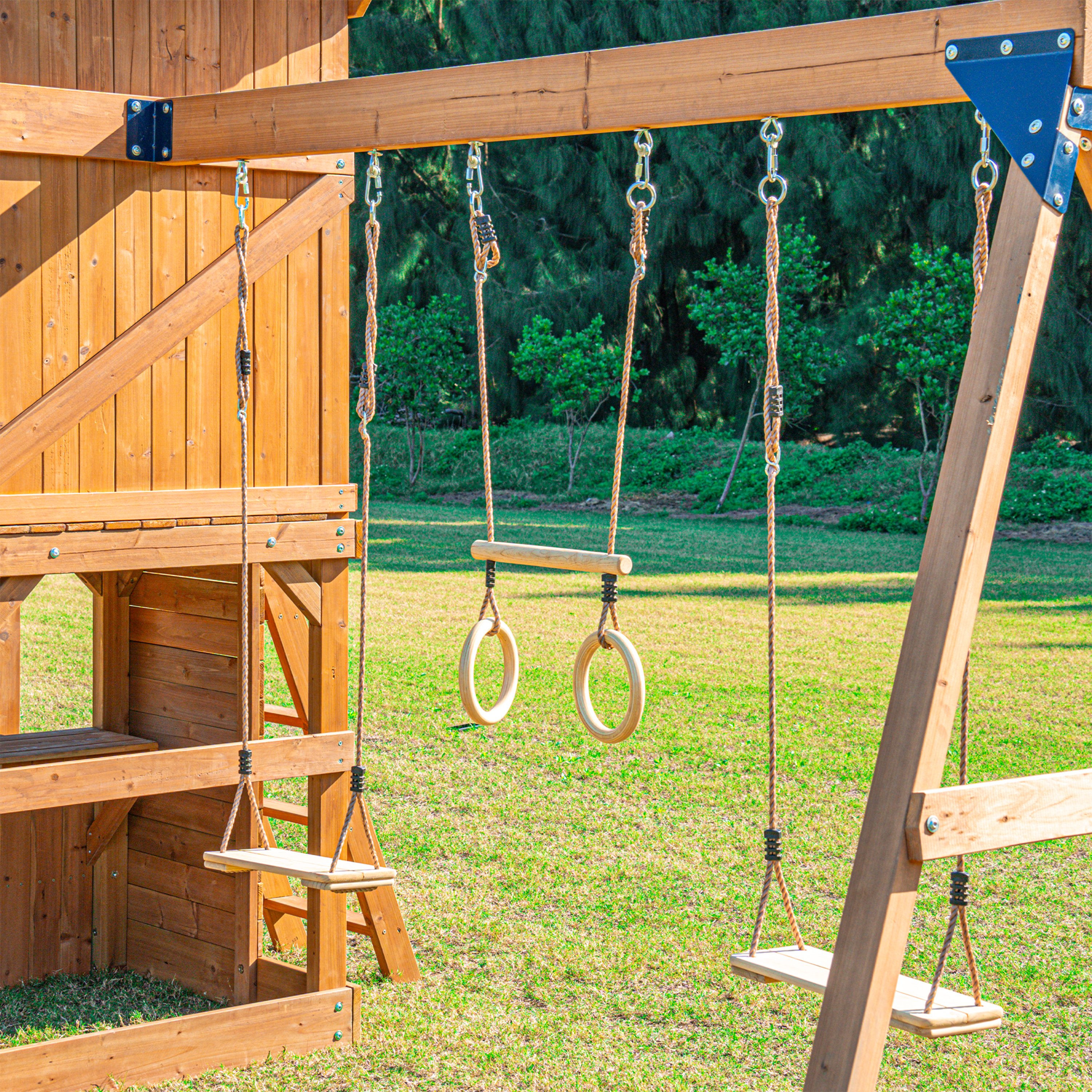 AXI Jack Climbing Frame with Double Swing and Trapeze – White Slide