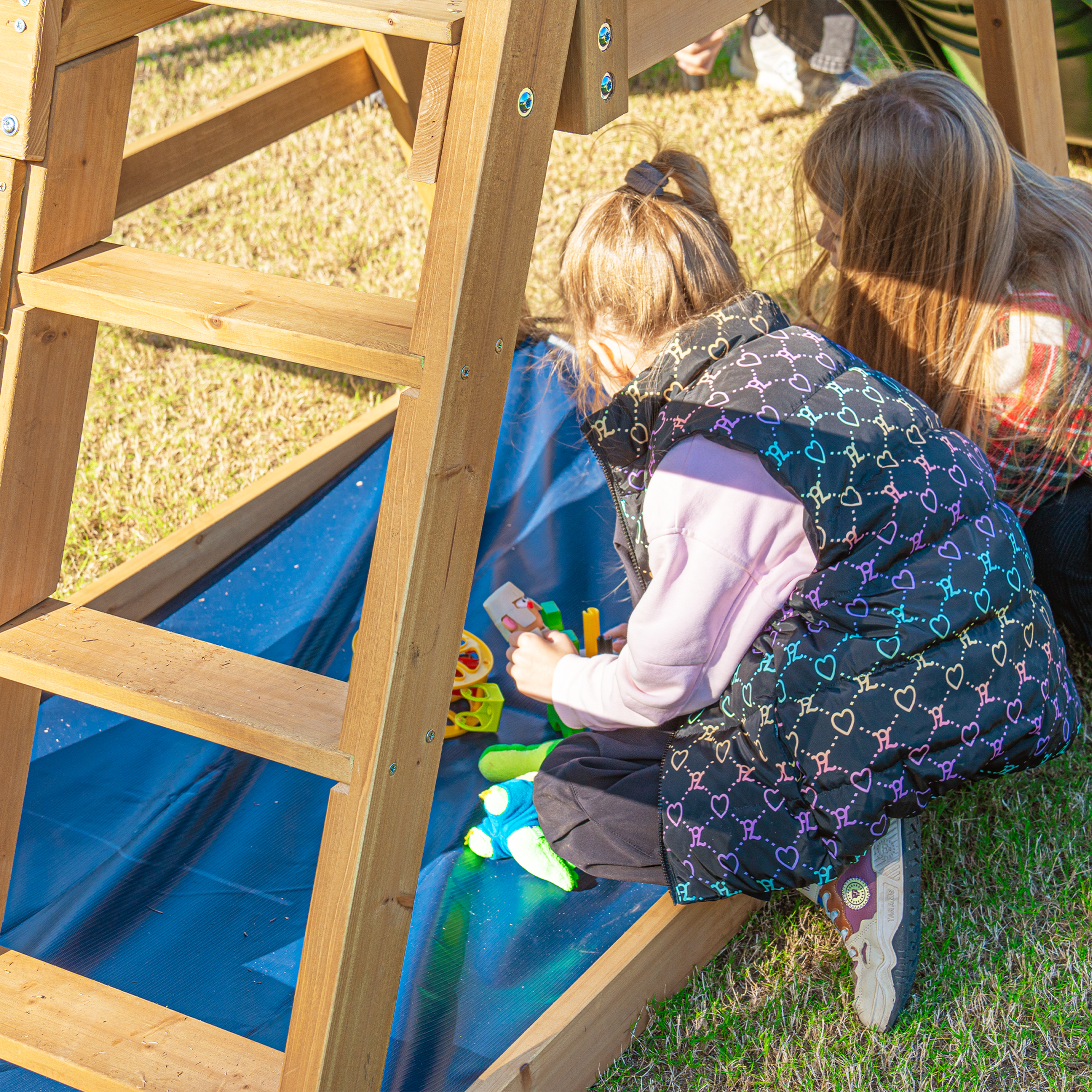 AXI Mia Climbing Frame with Double Swing Set – Blue Slide