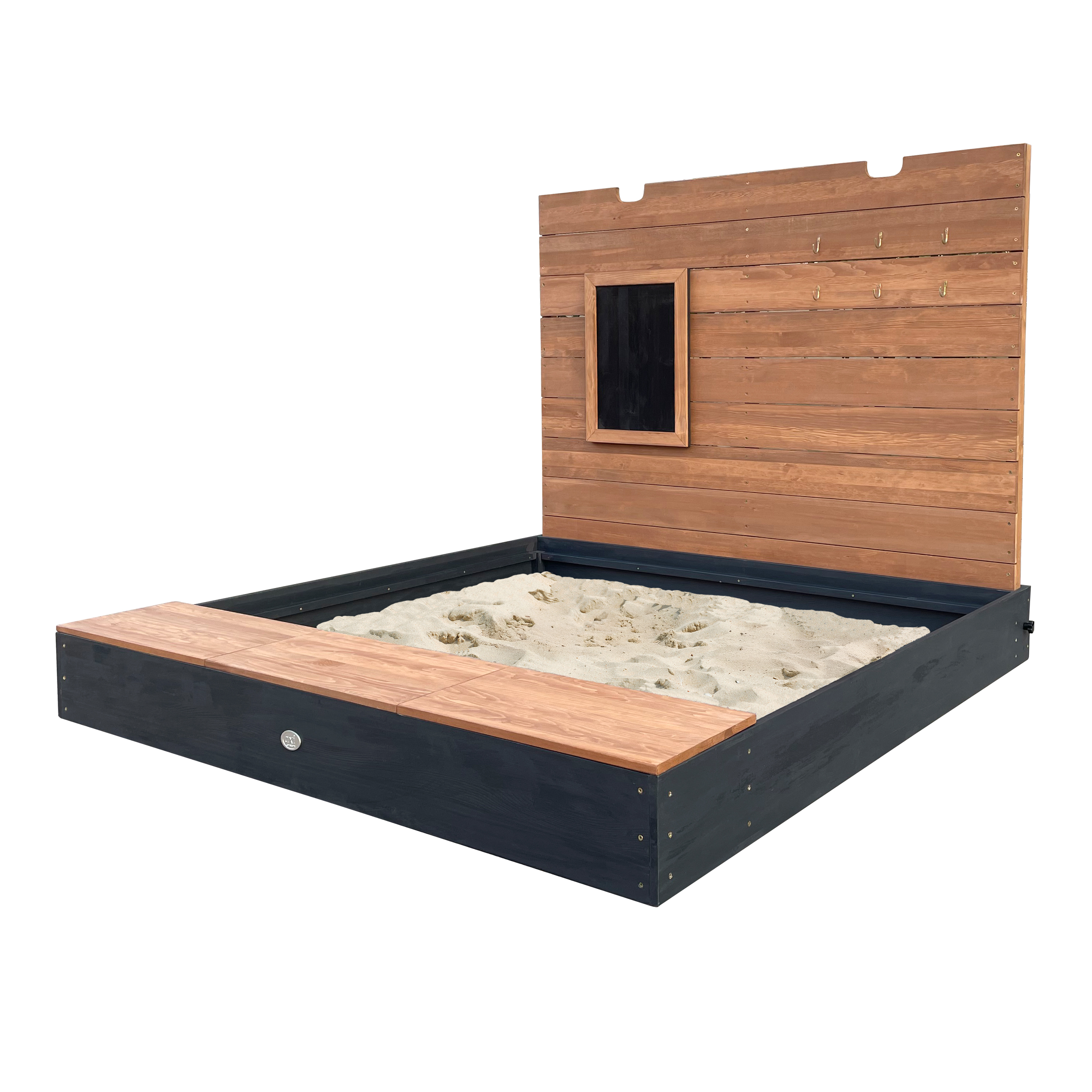 AXI Mandy XXL Sandbox with Storage and Lid - 160 x 151 cm - Anthracite/Brown