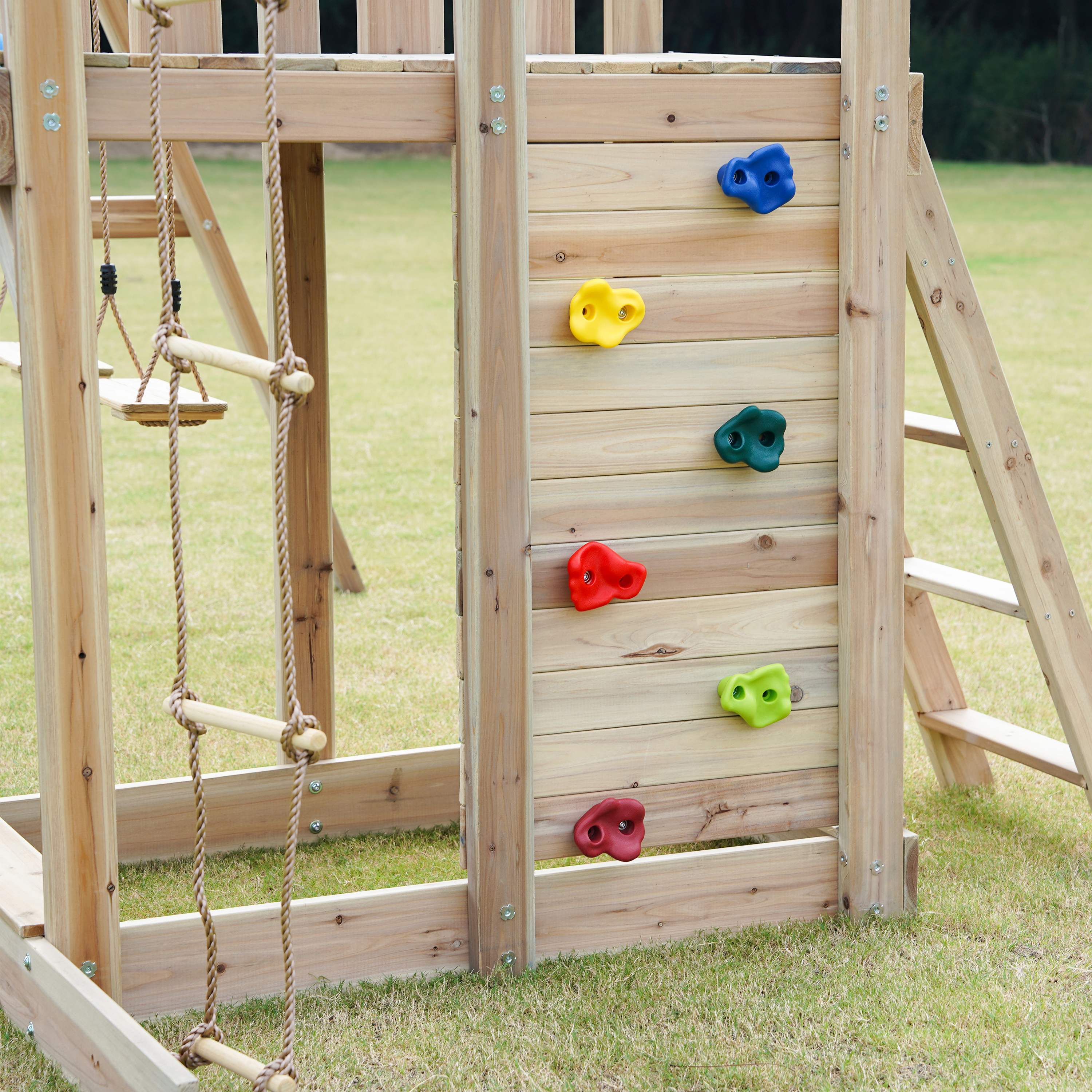 AXI Moos Climbing Frame with Double Swing Set - Green Slide