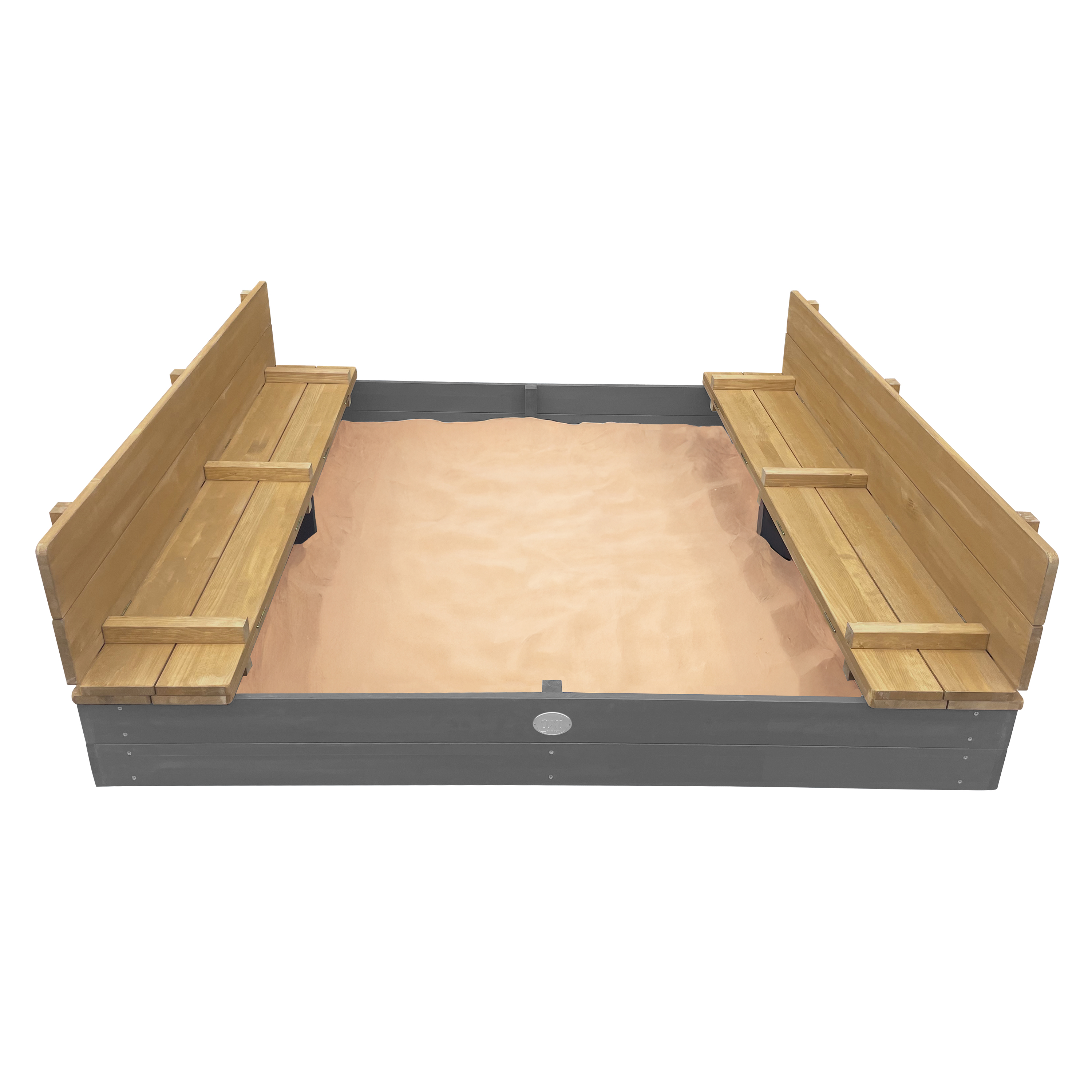 AXI Ella XXL Sandbox 150 x 150 x 20 cm with benches - Grey/Brown