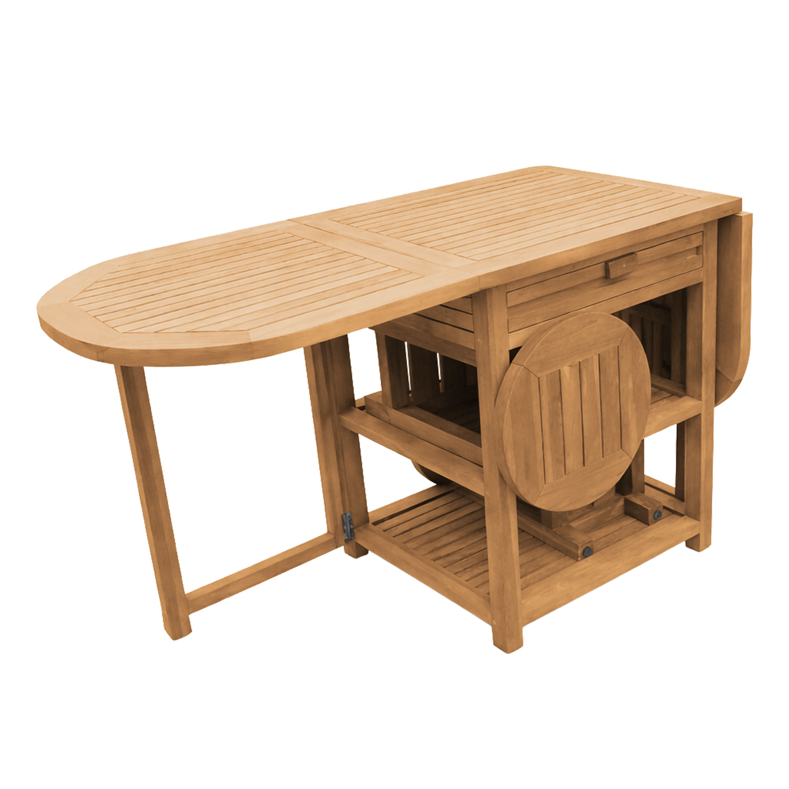 AXI Nomani Foldable Teak Low Bar Set with 2 stools