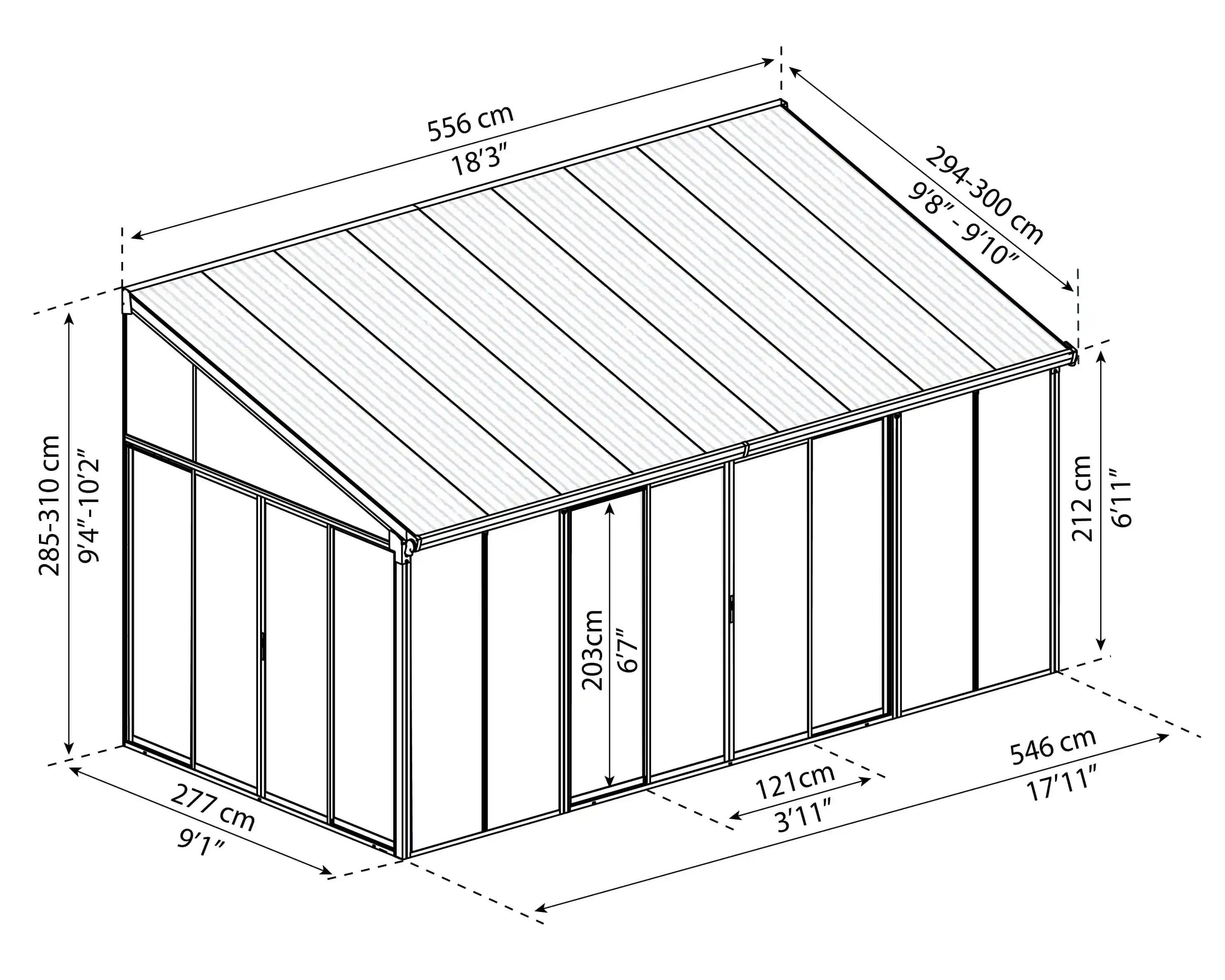 Canopia SanRemo Serre 556X294 cm veranda. en Solarium Donkergrijs Helder