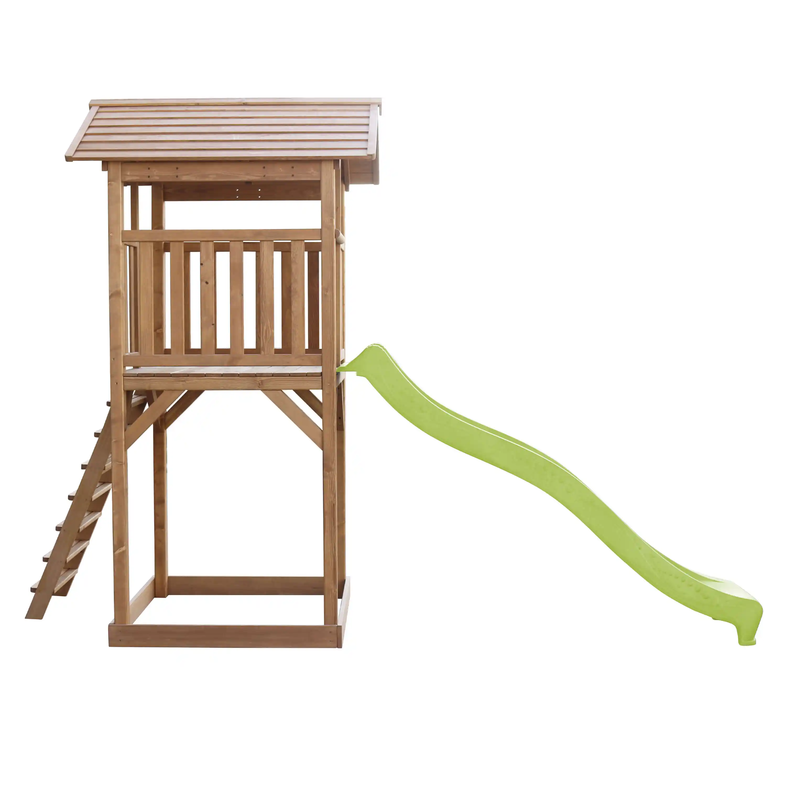 AXI Beach Tower Speeltoren Bruin - Limoen groene Glijbaan