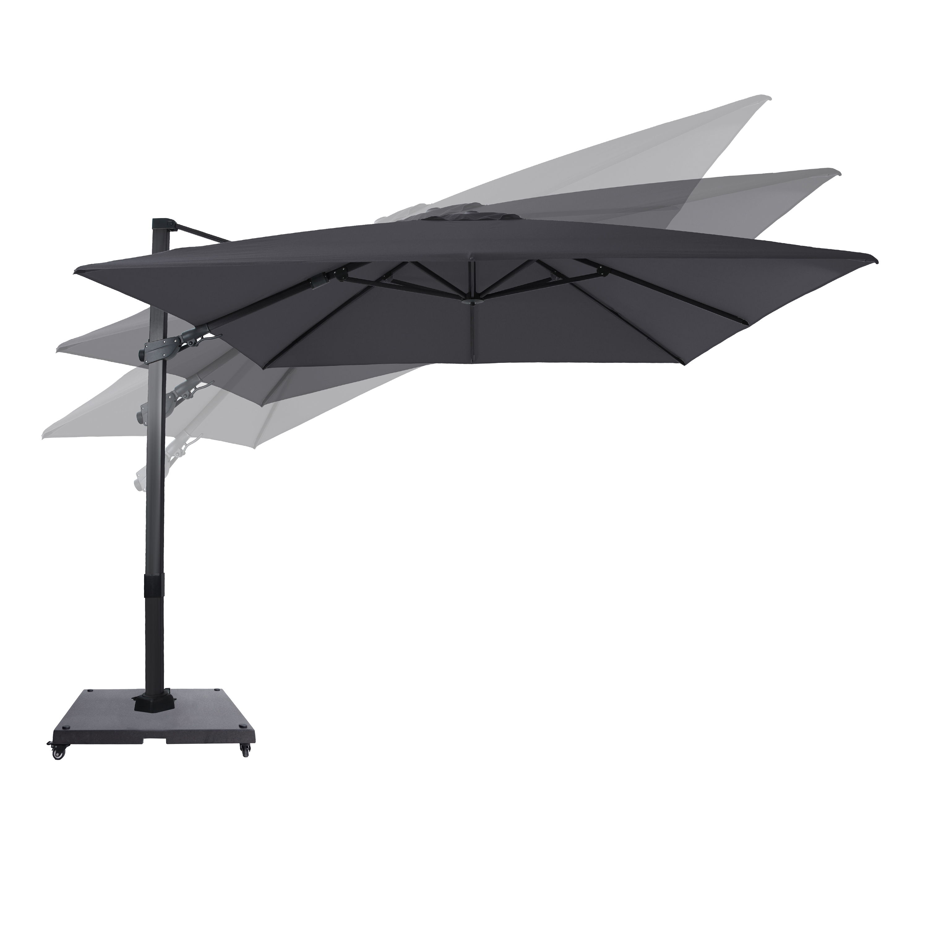 AXI Apollo Premium Cantilever Parasol 300x300cm incl. granite base with wheels Anthracite/Grey – Complete set