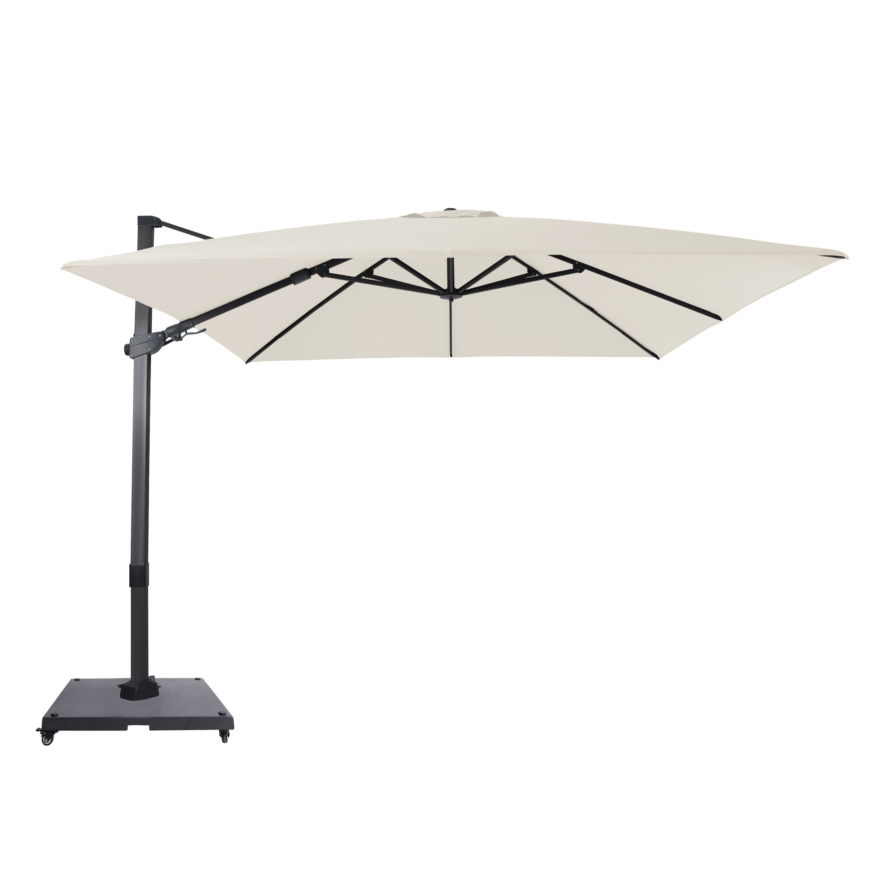 AXI Apollo Premium Cantilever Parasol 300x300cm incl. granite base with wheels Anthracite/Beige – Complete set
