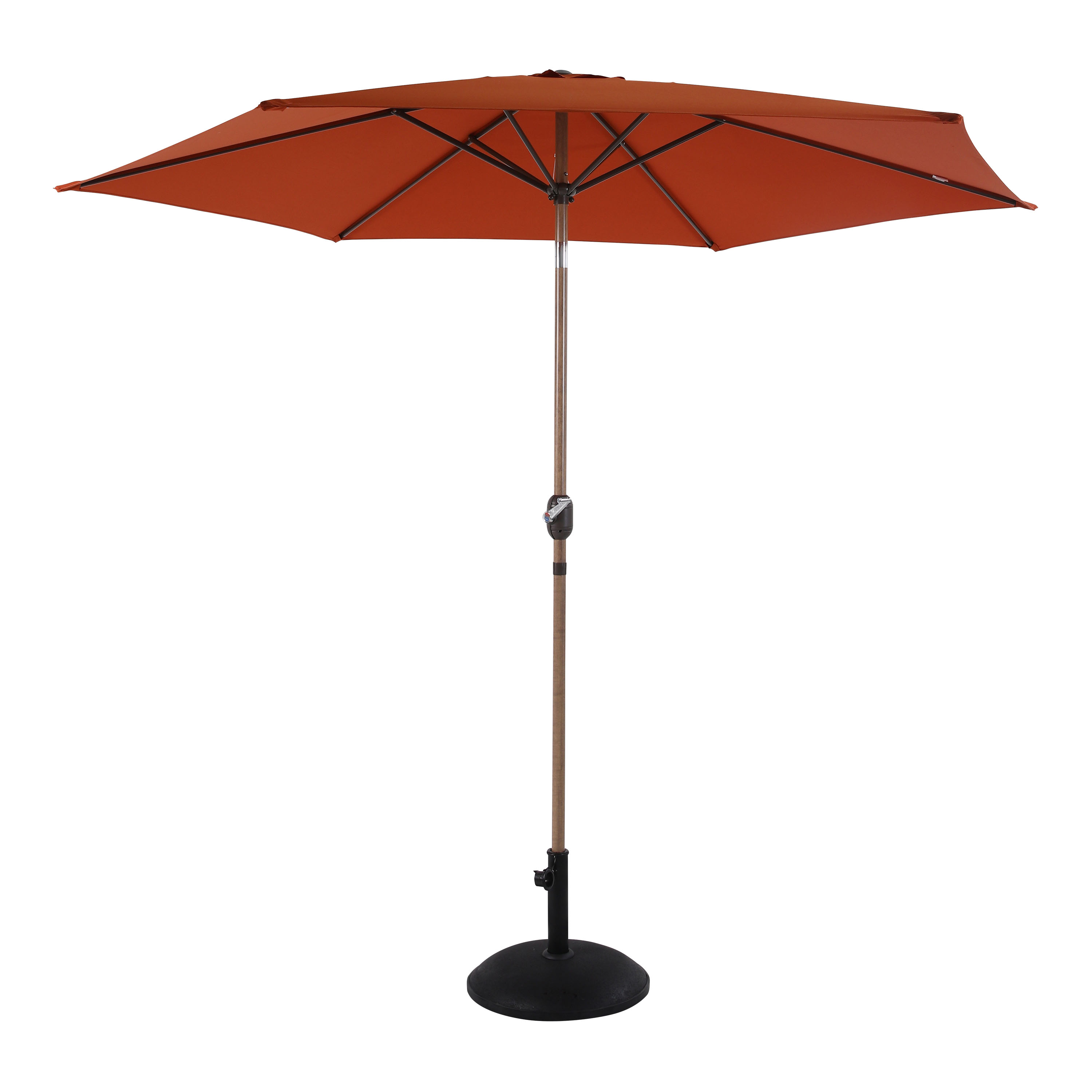 AXI Noor Centre Pole Parasol Ø 300cm incl. parasol base Oak-look/Terracotta
