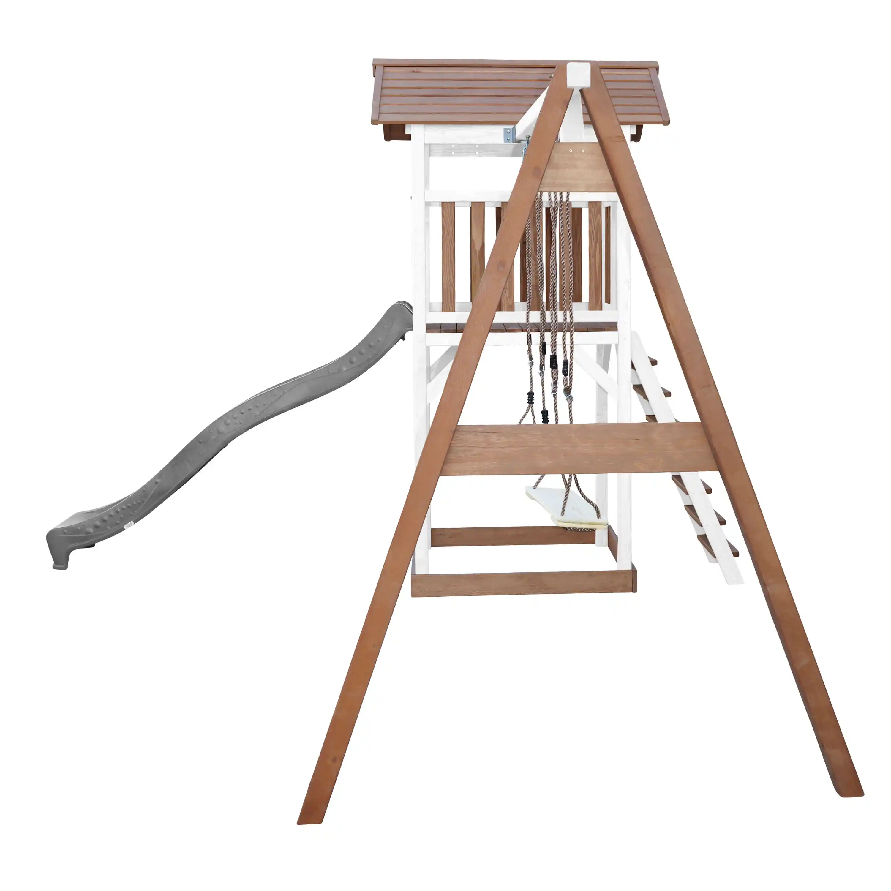 AXI Beach Tower Speeltoren met Dubbele Schommel Bruin/wit - Grijze Glijbaan