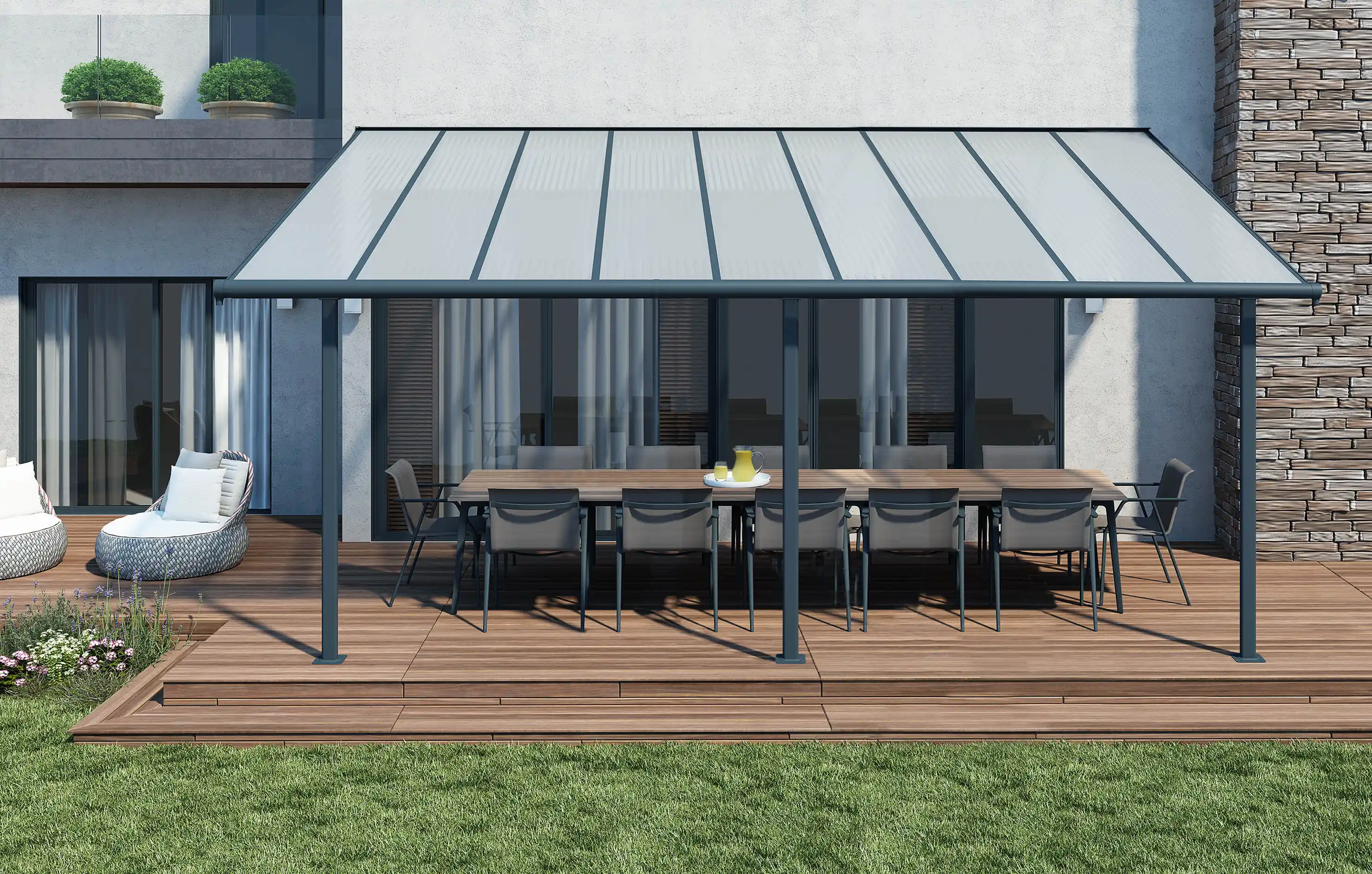 Canopia Olympia 546X294 cm Terrasoverkapping Donkergrijs Helder