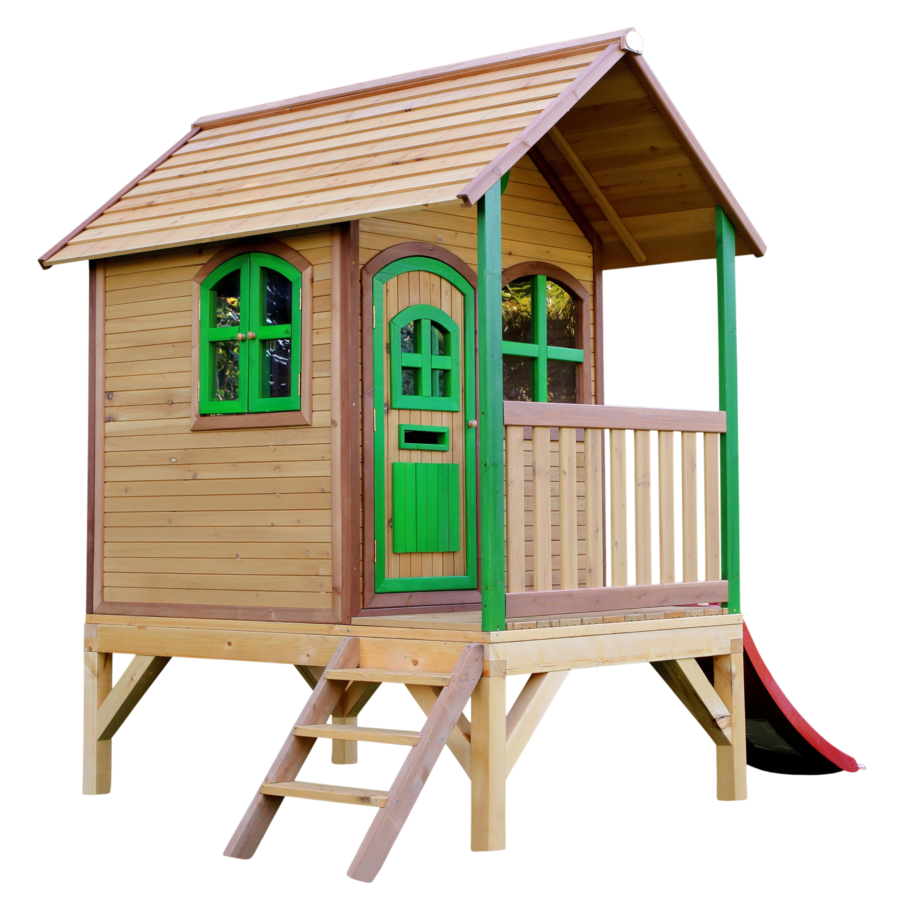 AXI Tom Playhouse Brown/Green - Red Slide-8717973930631 AXI Tom Playhouse Brown/Green - Red Slide
