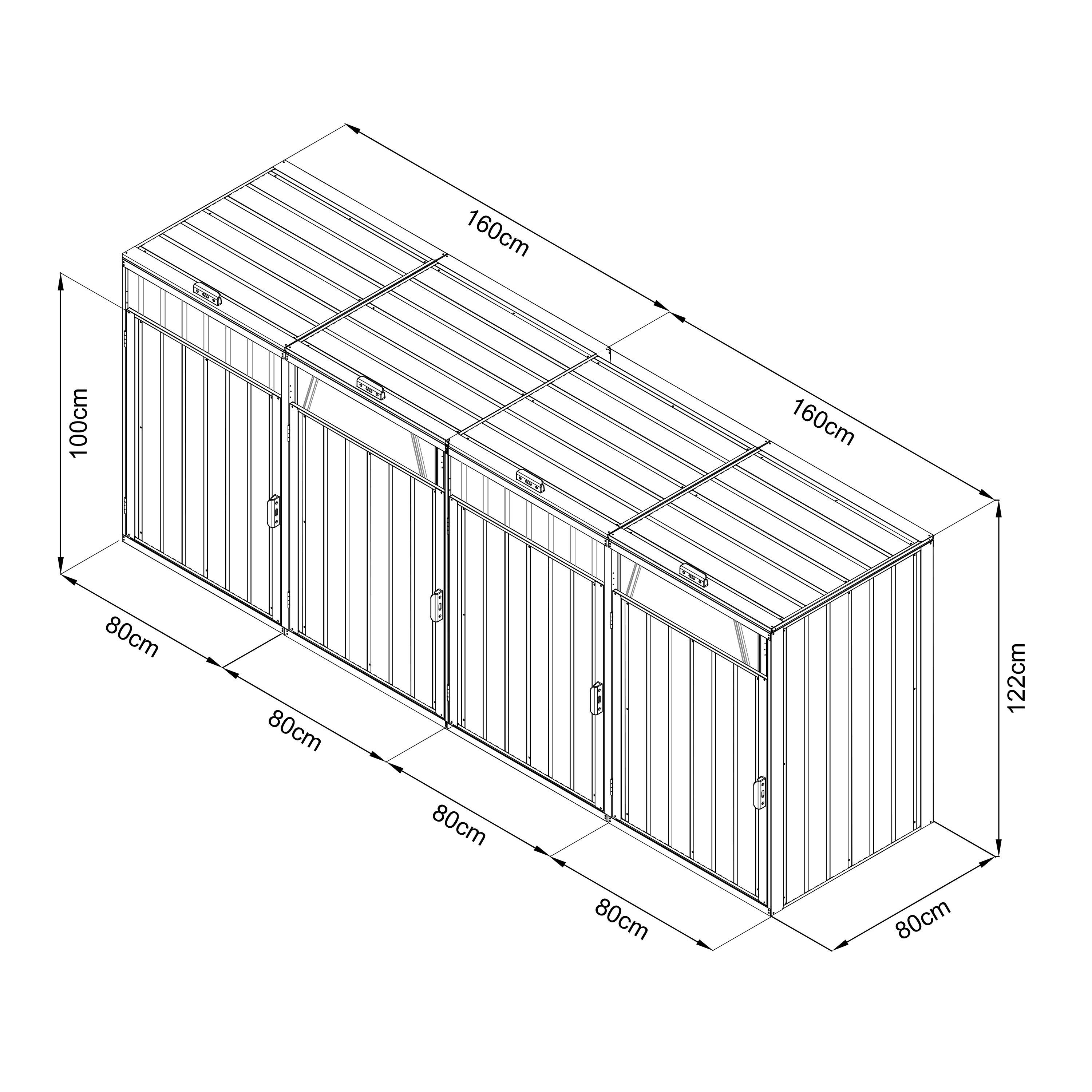 AXI Owen metalen Containerombouw Antraciet - 4 containers