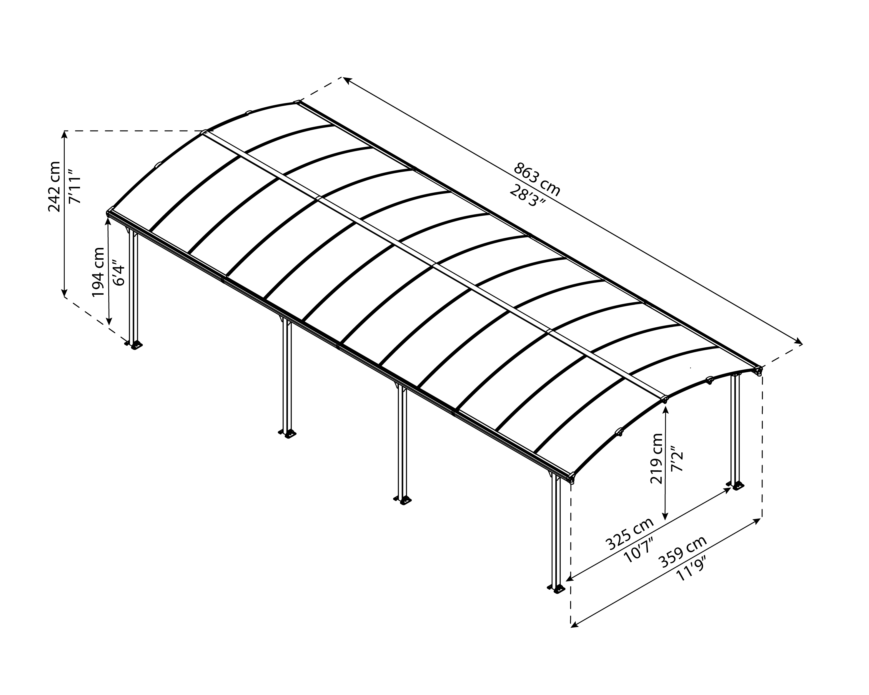 Canopia Arcadia Carport Enkel Donkergrijs Brons