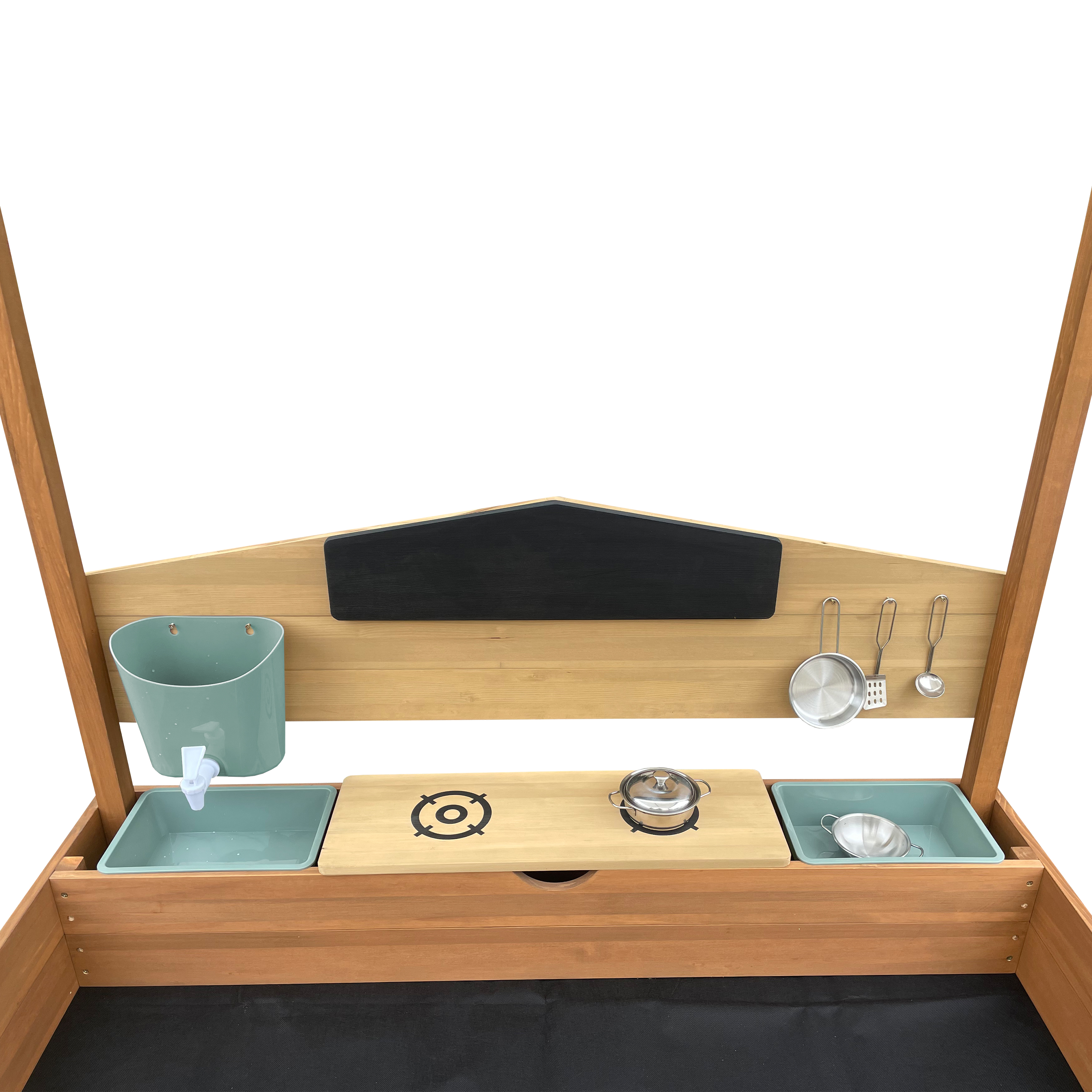 AXI Meli Sandbox & Playhouse with Play Kitchen - 120 x 120 cm - Brown