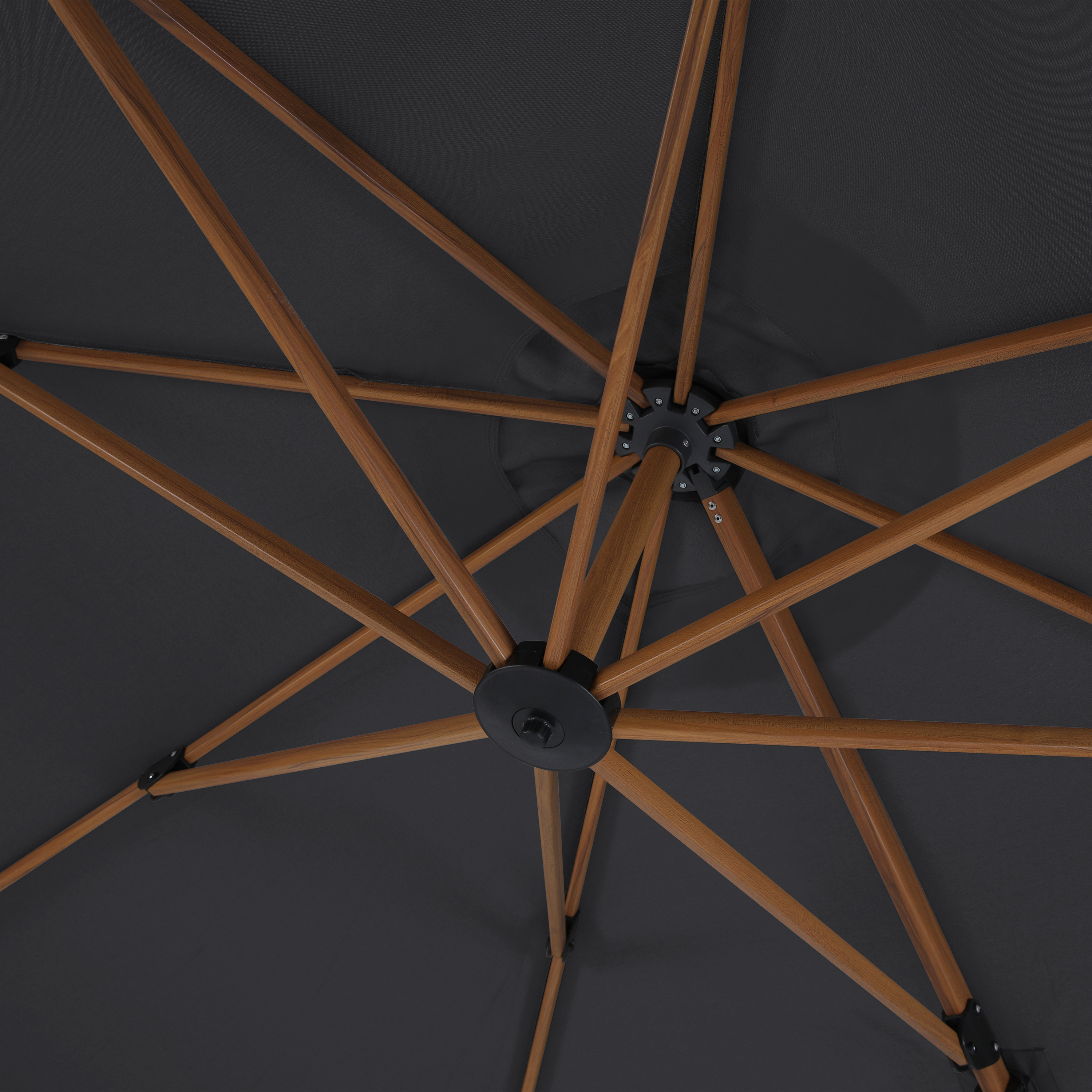 AXI Apollo Premium Cantilever Parasol 300x300cm - Wood-look/Grey-8720365063527 AXI Apollo Premium Cantilever Parasol 300x300cm - Wood-look/Grey